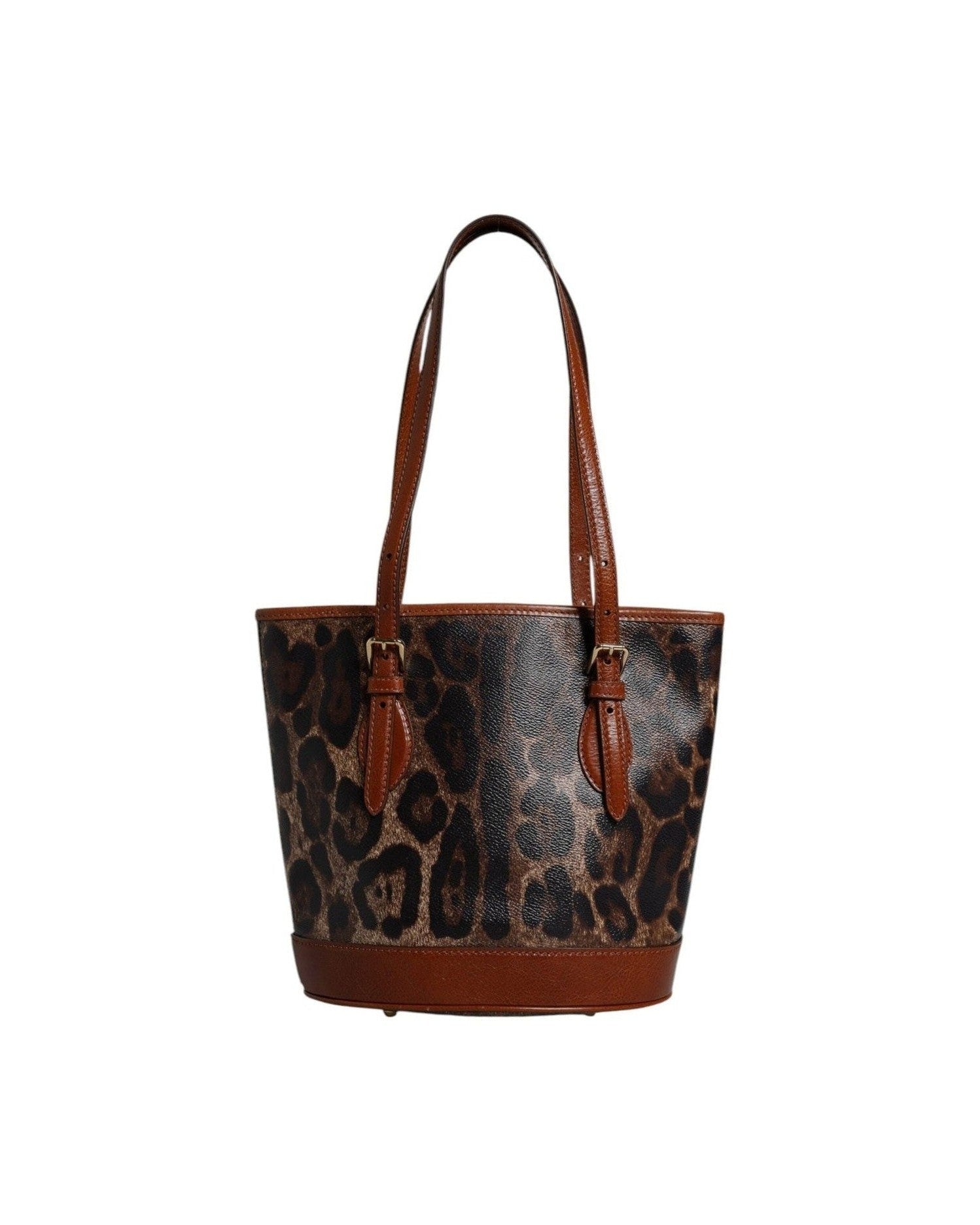 Dolce & Gabbana Brown Leather Leopard Shoulder Strap Tote Bag Glam Steals