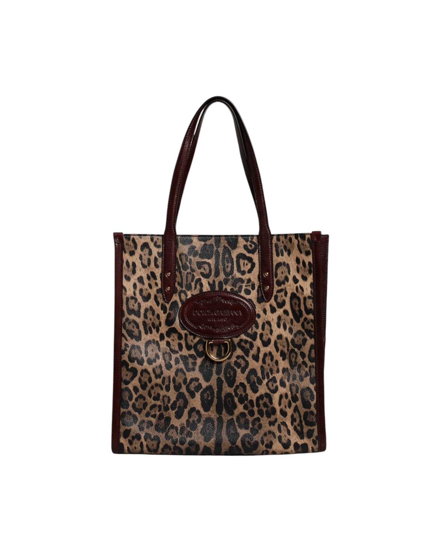 Dolce & Gabbana Brown Leather Leopard Shoulder Strap Tote Bag Glam Steals
