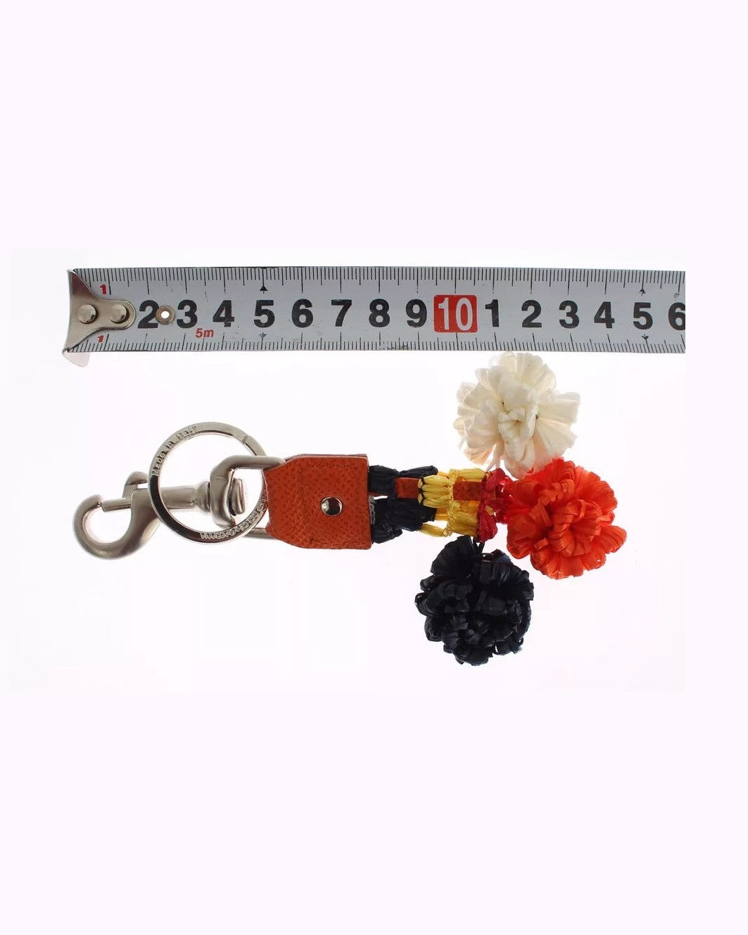 Dolce & Gabbana Brown Leather Silver Raffia Clasp Finder Chain Keyring Glam Steals