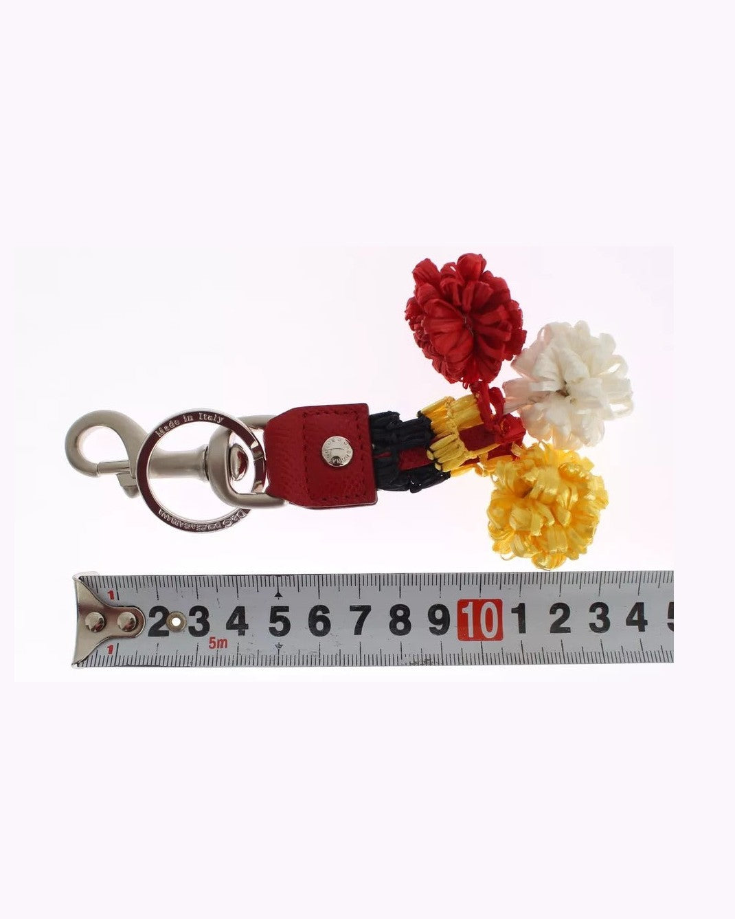 Dolce & Gabbana Brown Leather Silver Raffia Clasp Finder Chain Keyring Glam Steals