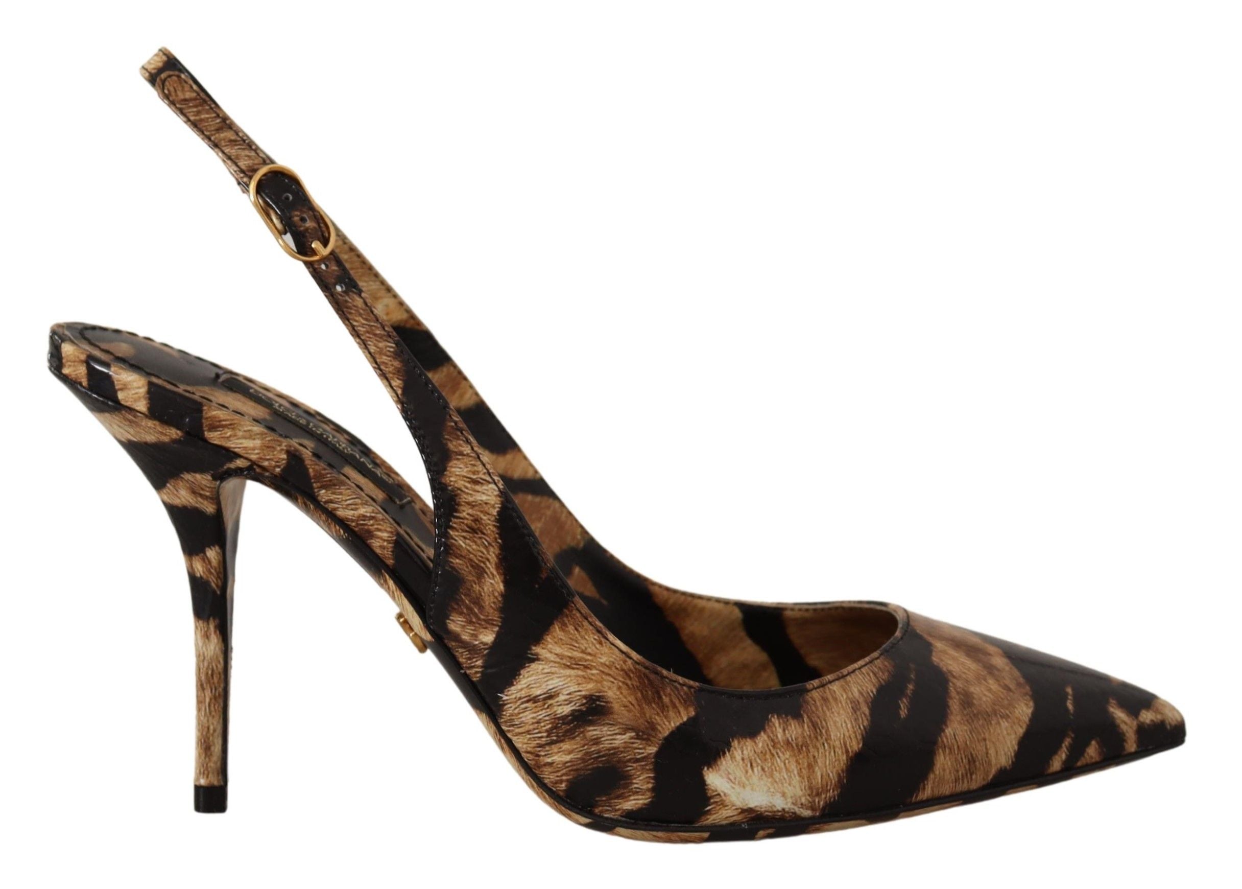 Dolce & Gabbana Brown Leather Slingbacks Tiger Shoes Glam Steals
