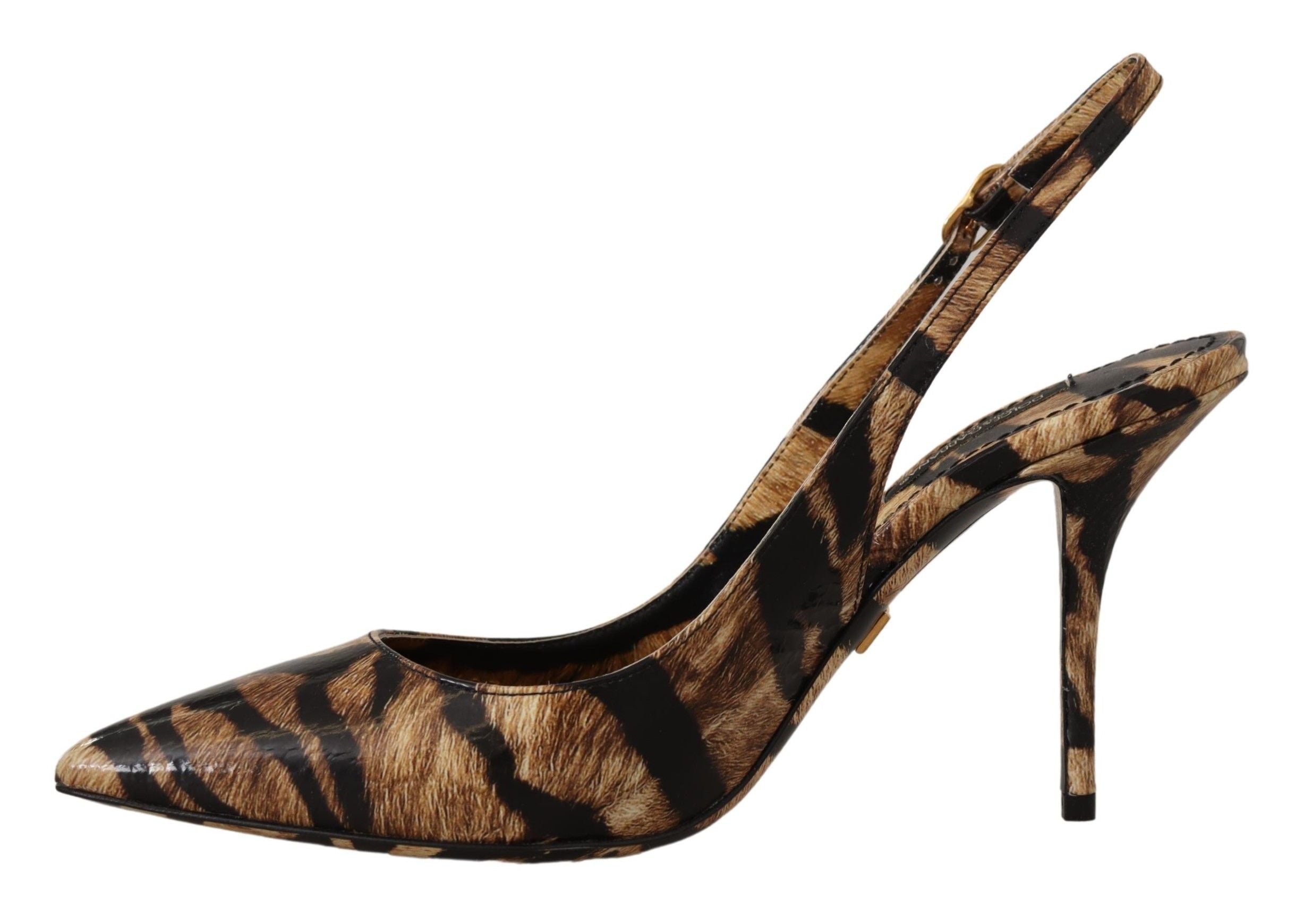 Dolce & Gabbana Brown Leather Slingbacks Tiger Shoes Glam Steals