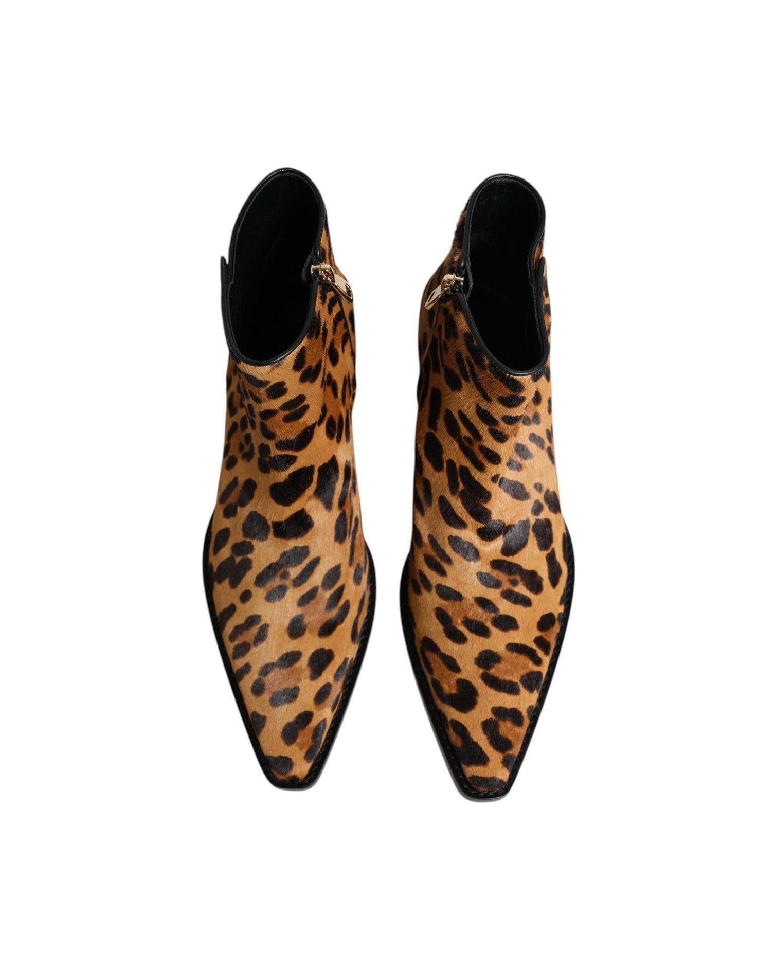 Dolce & Gabbana Brown Leopard Calf Fur Ankle Boots Shoes Glam Steals