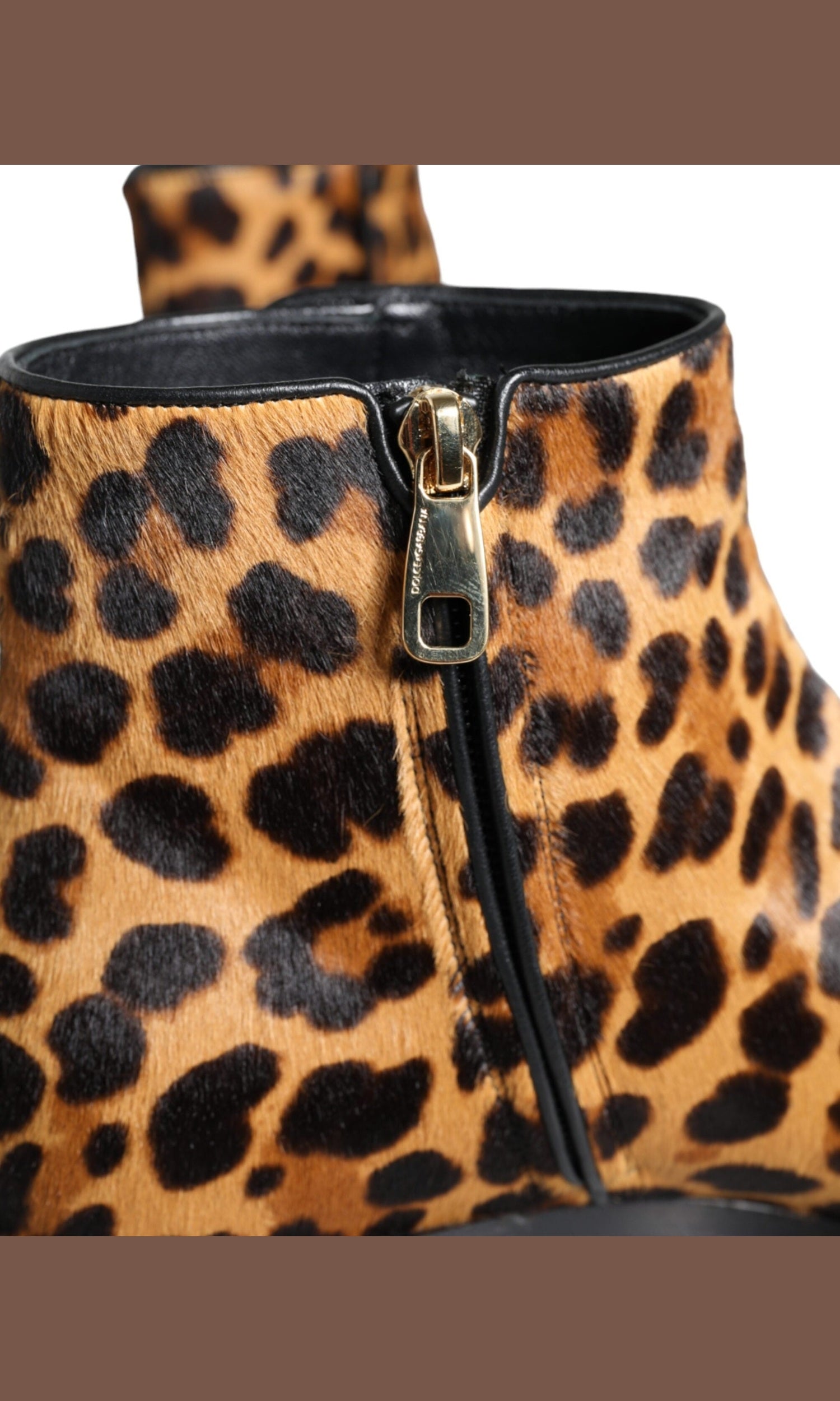 Dolce & Gabbana Brown Leopard Calf Fur Ankle Boots Shoes Glam Steals