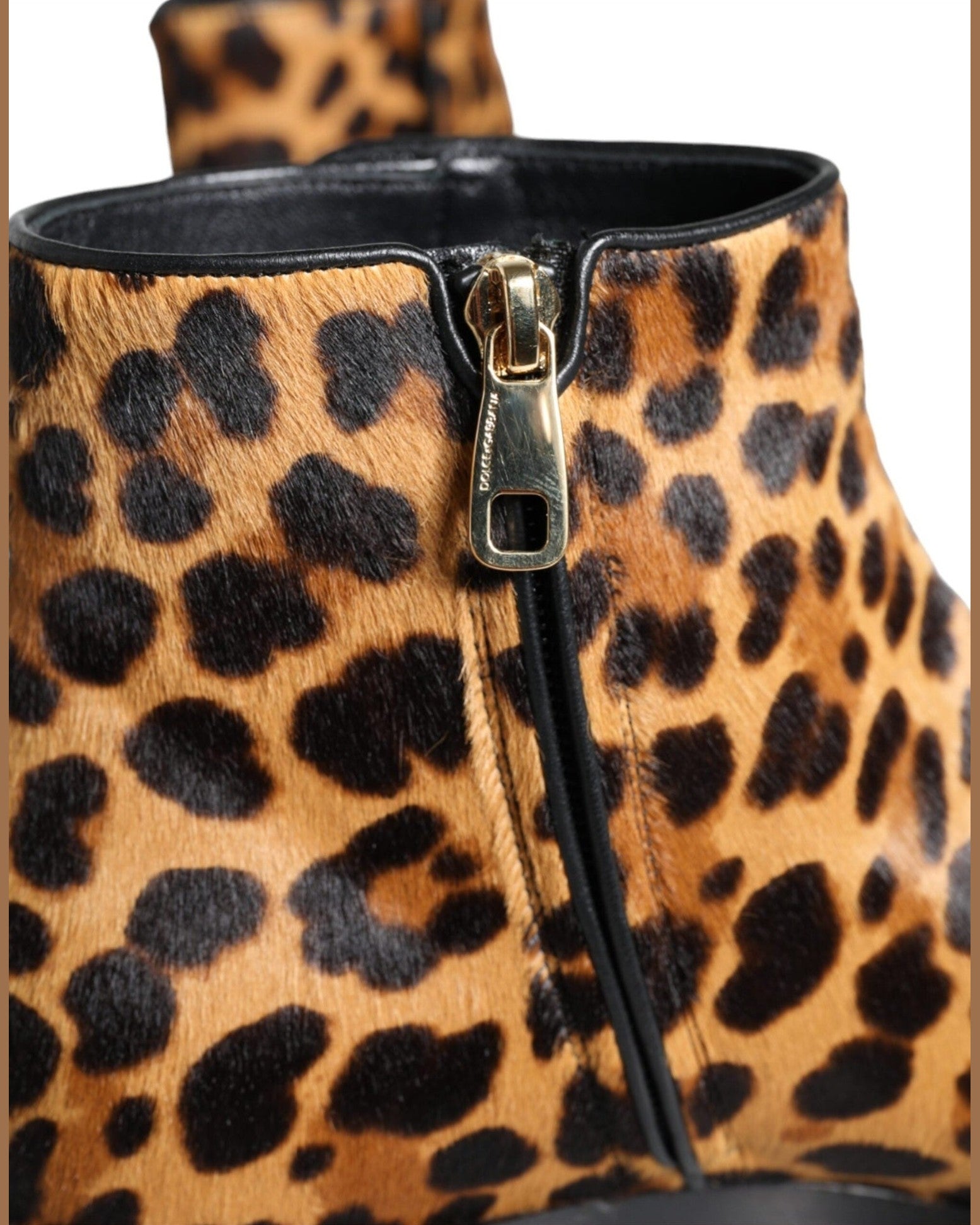 Dolce & Gabbana Brown Leopard Calf Fur Ankle Boots Shoes Glam Steals