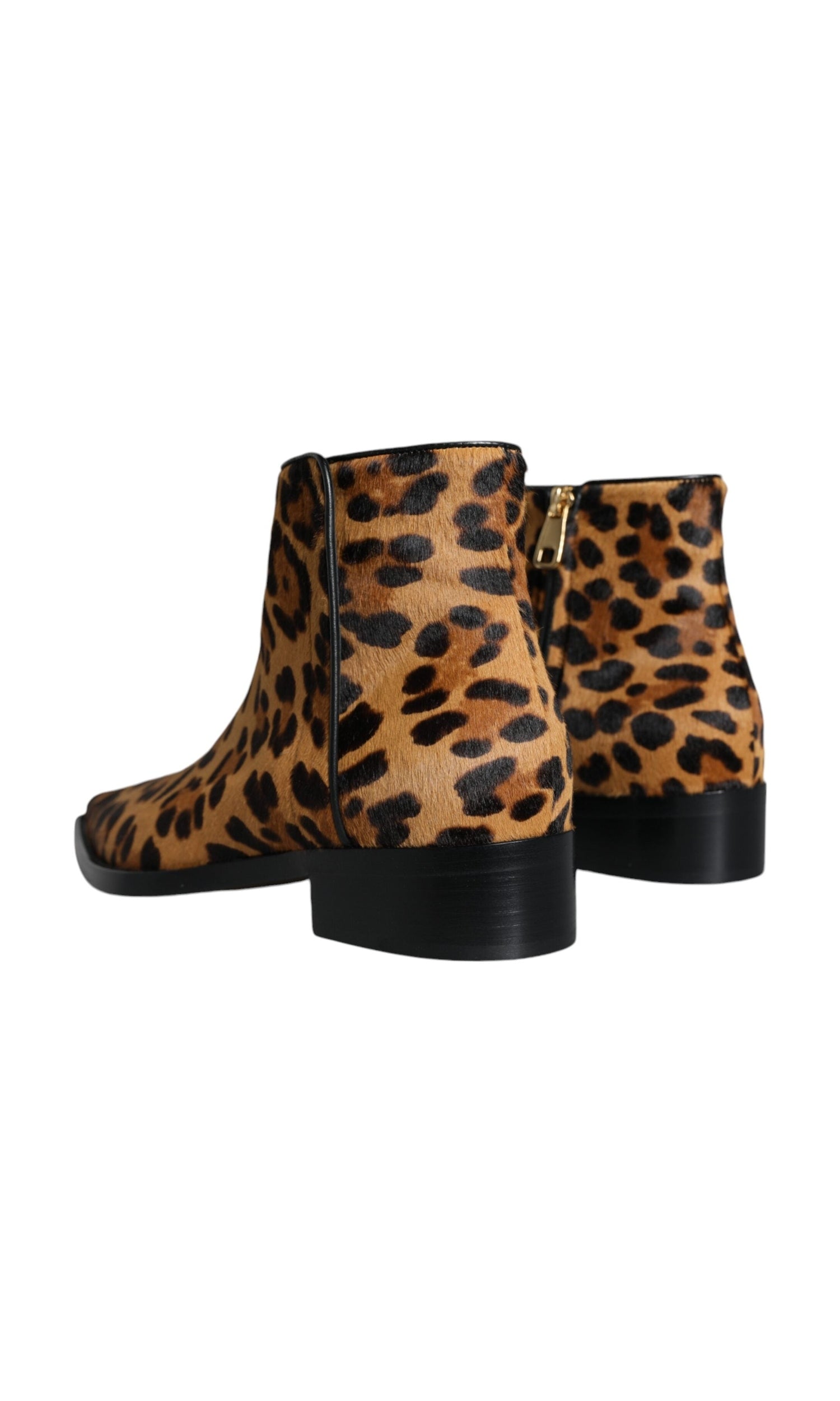 Dolce & Gabbana Brown Leopard Calf Fur Ankle Boots Shoes Glam Steals
