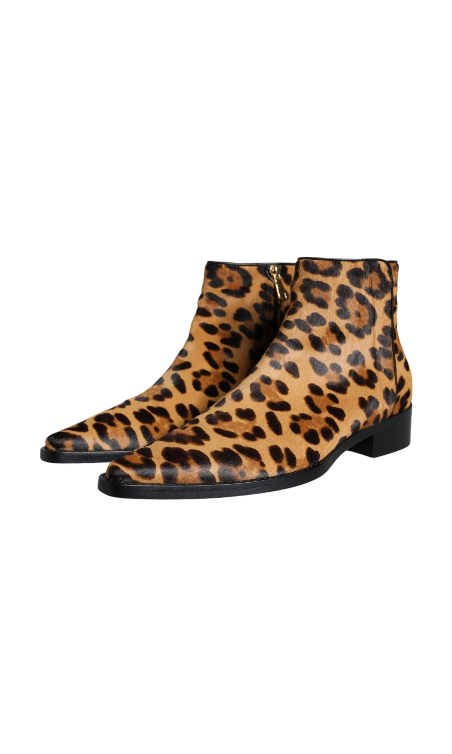 Dolce & Gabbana Brown Leopard Calf Fur Ankle Boots Shoes Glam Steals