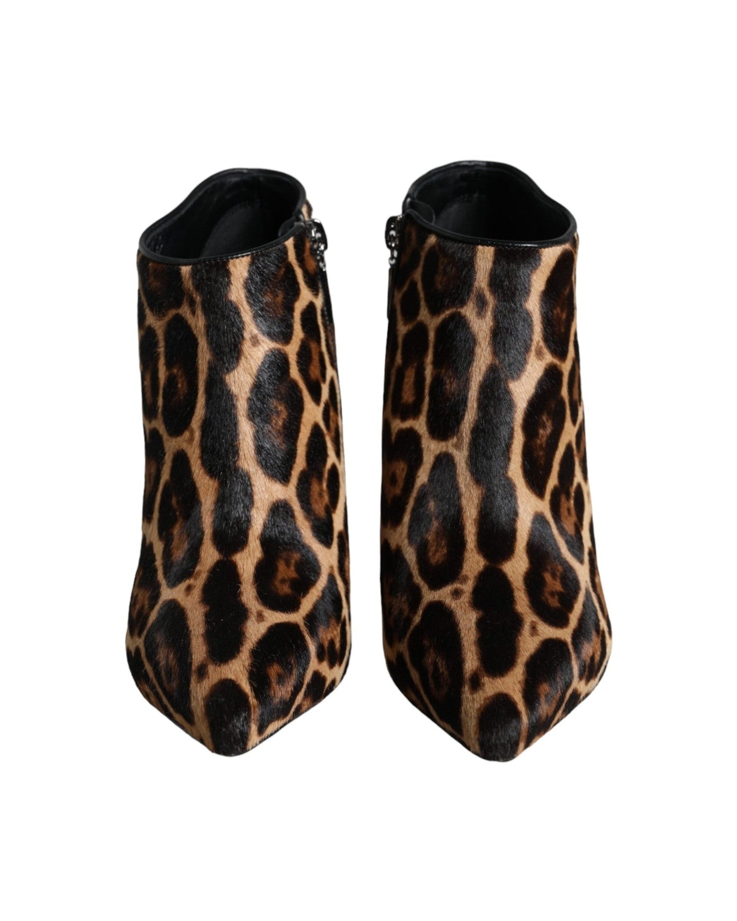 Dolce & Gabbana Brown Leopard Calf Fur Heels Ankle Boots Shoes Glam Steals