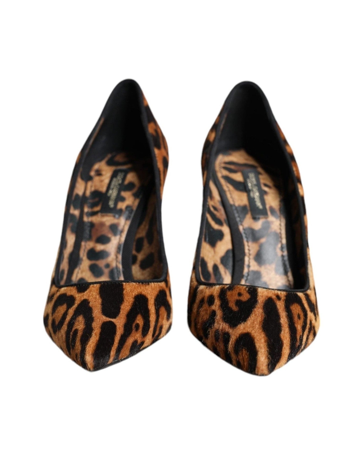 Dolce & Gabbana Brown Leopard Calf Hair Heels Pumps Shoes Heels