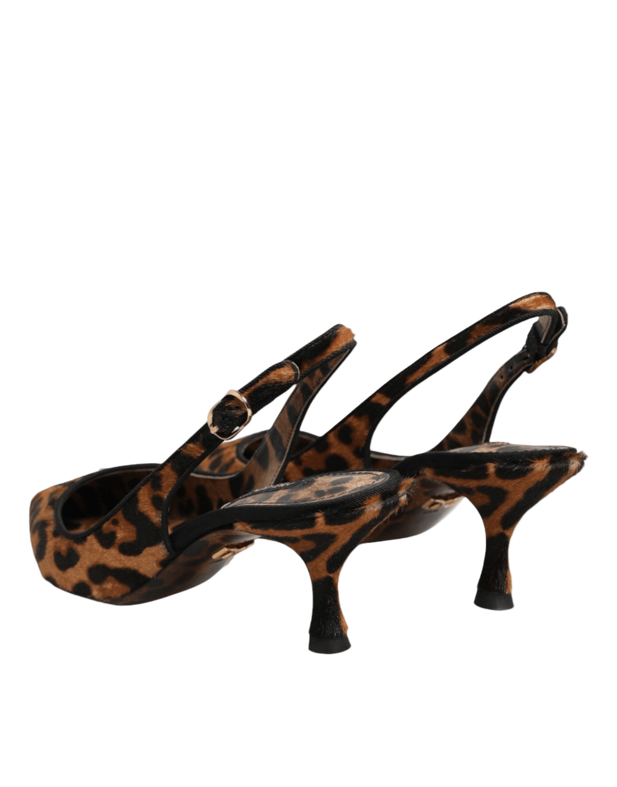 Dolce & Gabbana Brown Leopard Calfskin Fur Slingbacks Shoes Glam Steals