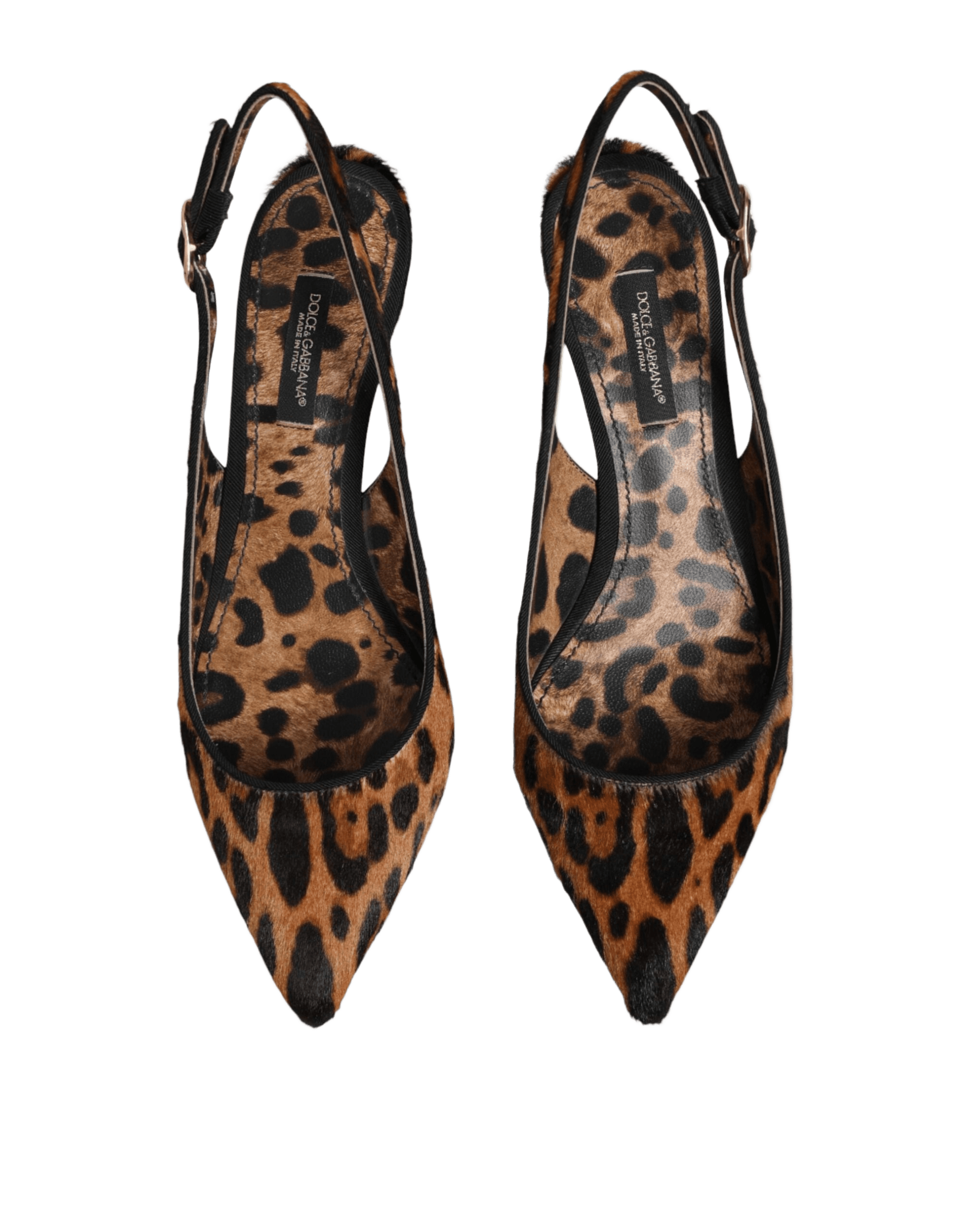 Dolce & Gabbana Brown Leopard Calfskin Fur Slingbacks Shoes Glam Steals