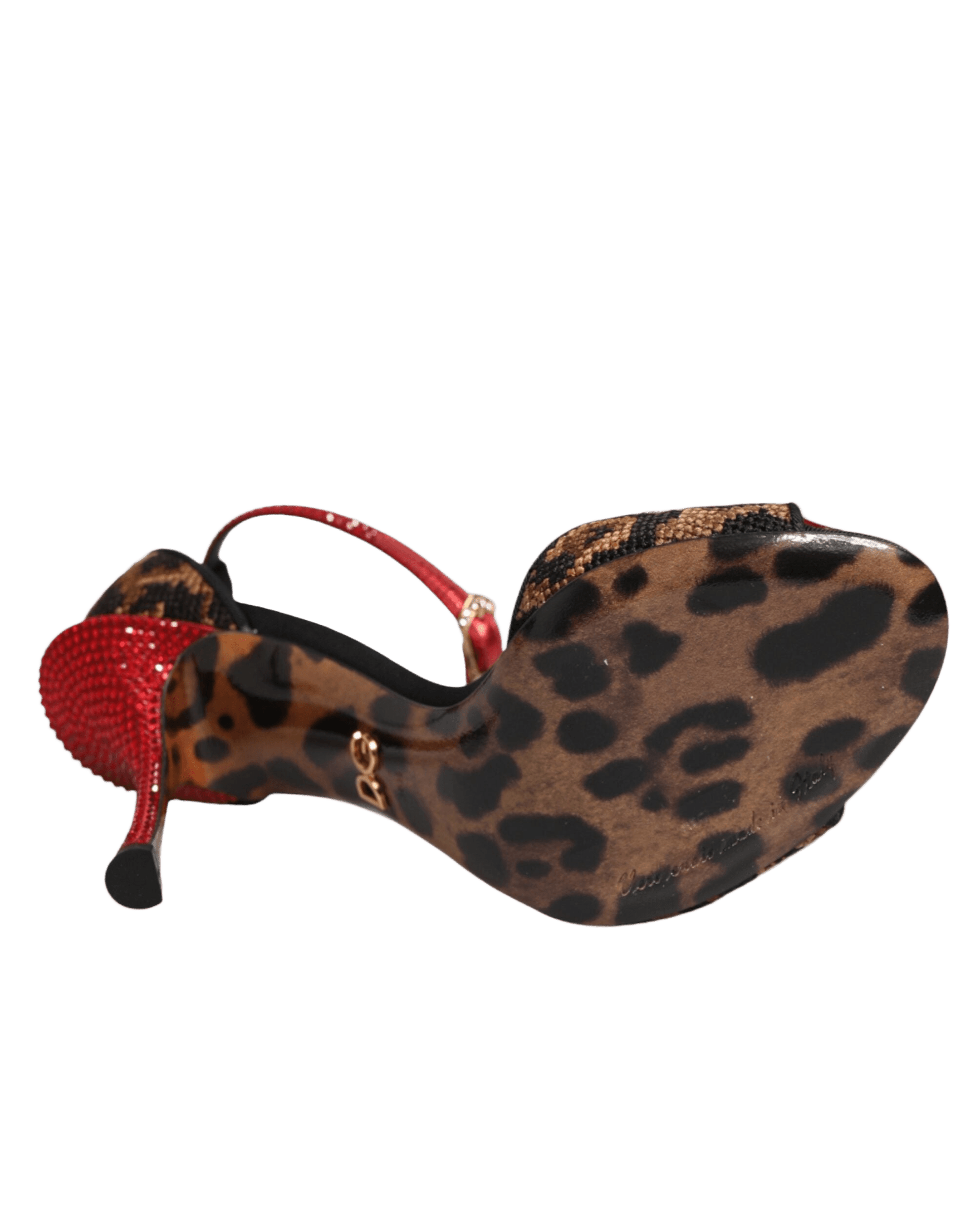 Dolce & Gabbana Brown Leopard Crystal Roses Sandals Shoes Heels