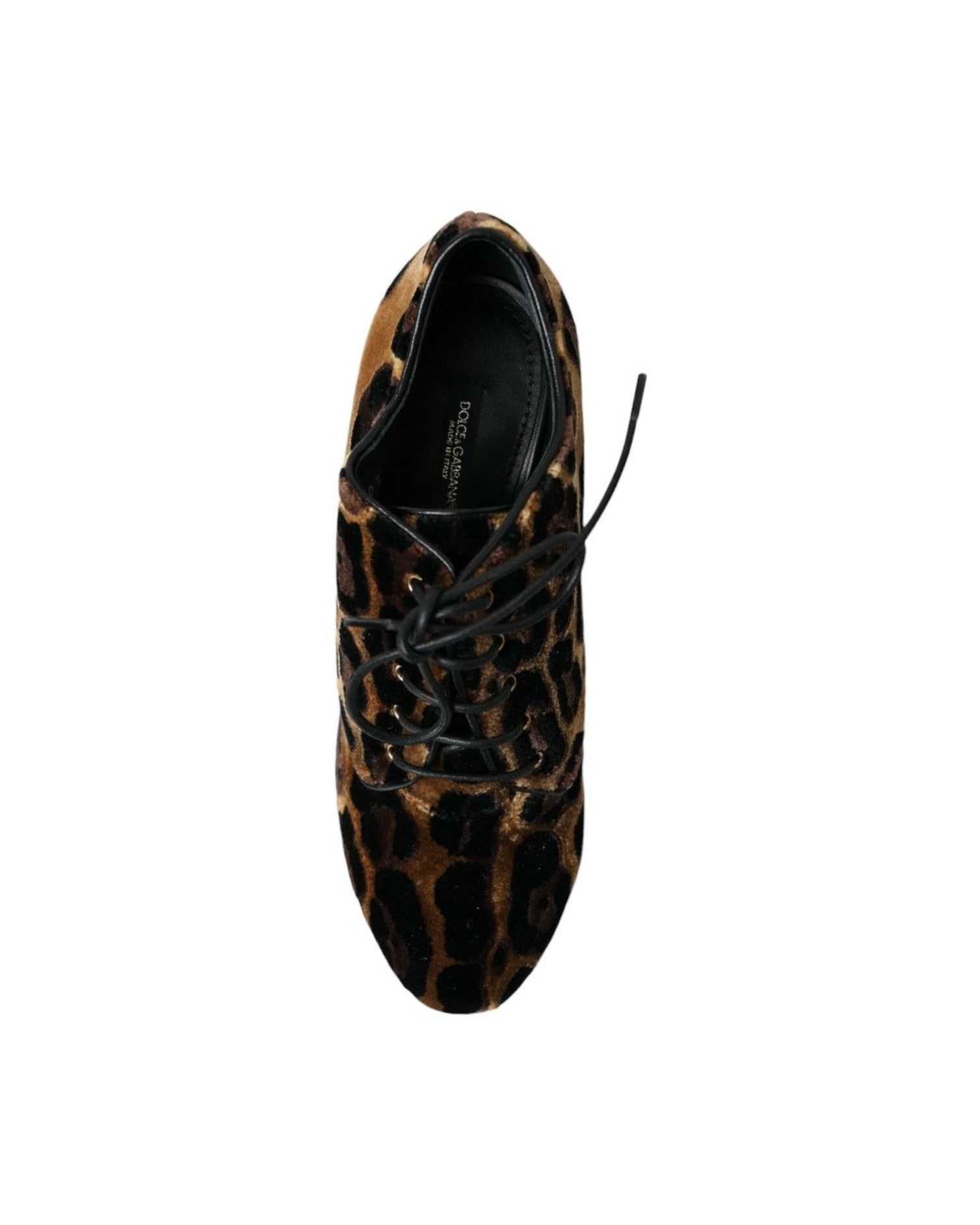 Dolce & Gabbana Brown Leopard Hair Lace Up Booties Shoes Boots