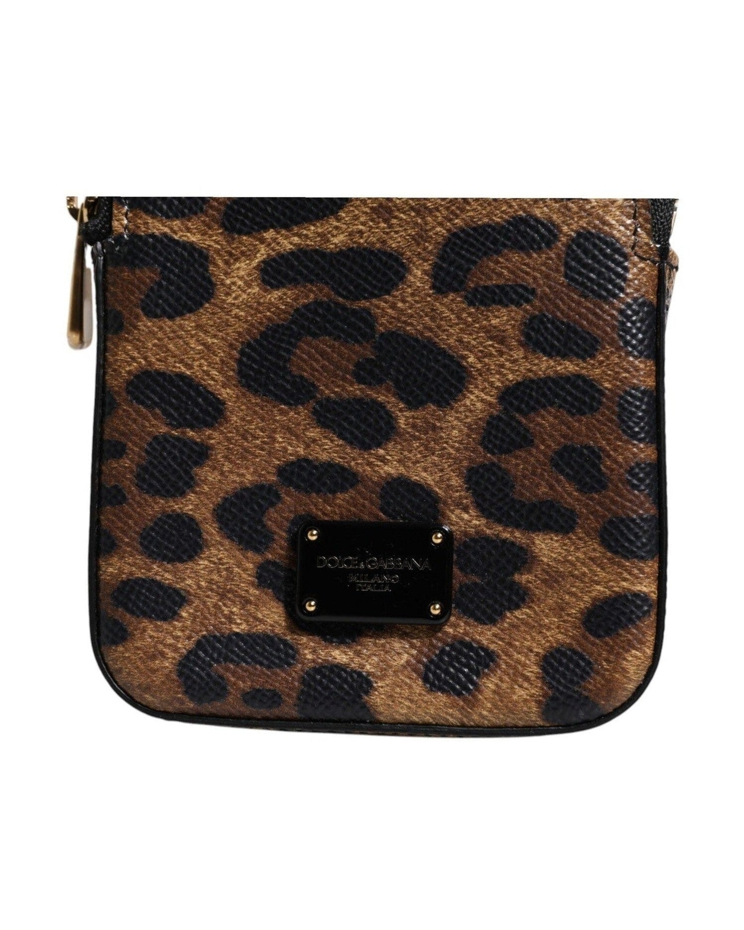 Dolce & Gabbana Leopard Print Dauphine Leather Zip Around Brown Wallet Glam Steals