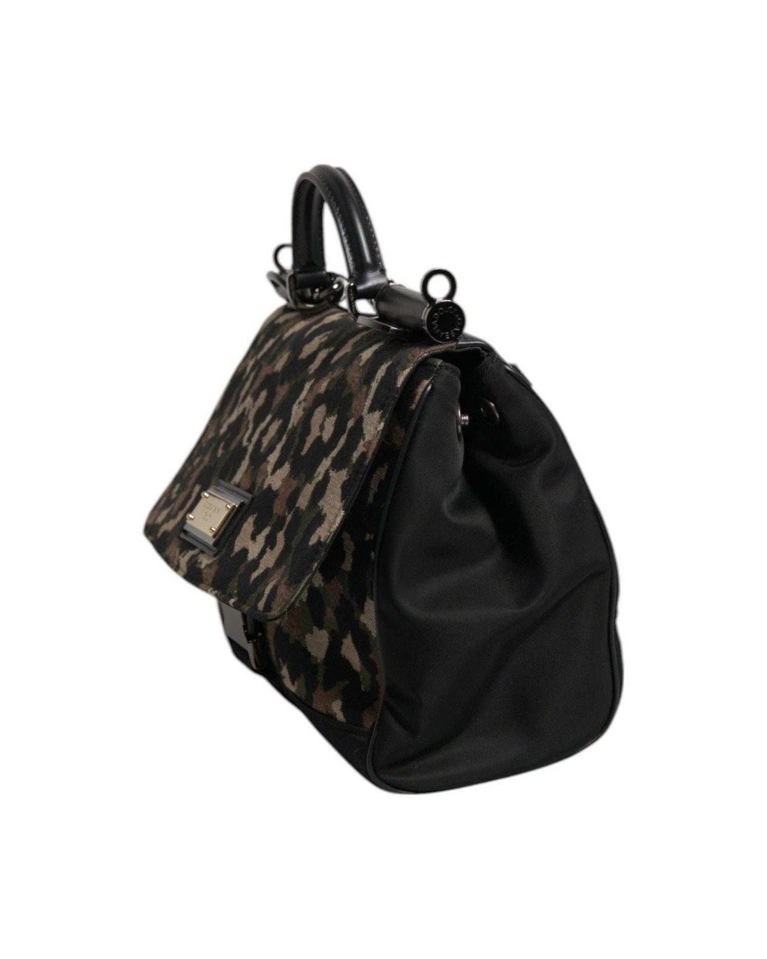 Dolce & Gabbana Leopard Print Lacquard Nylon Sicily Tote Brown Bag Glam Steals