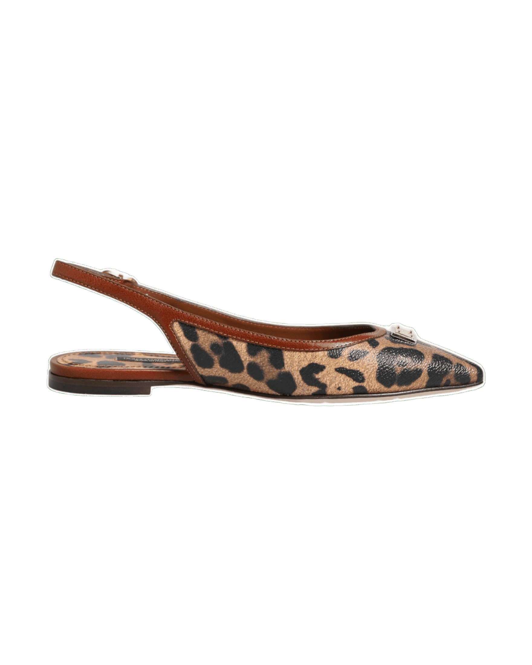 Dolce & Gabbana Brown Leopard Slingback Flats Sandals Shoes Glam Steals