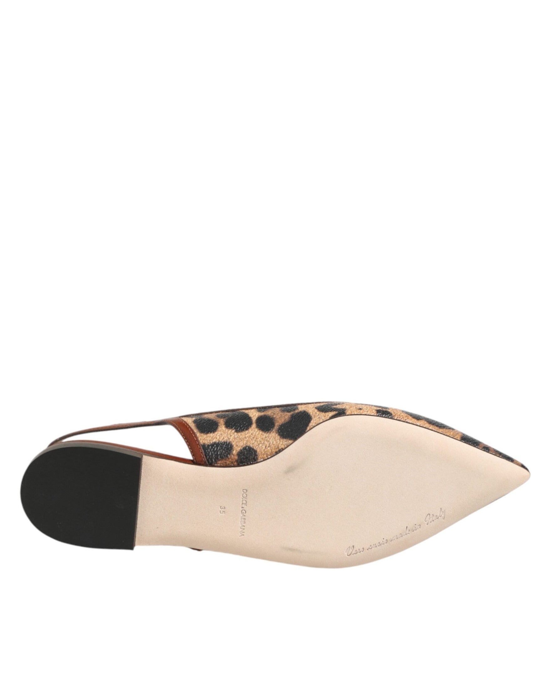 Dolce & Gabbana Brown Leopard Slingback Flats Sandals Shoes Glam Steals