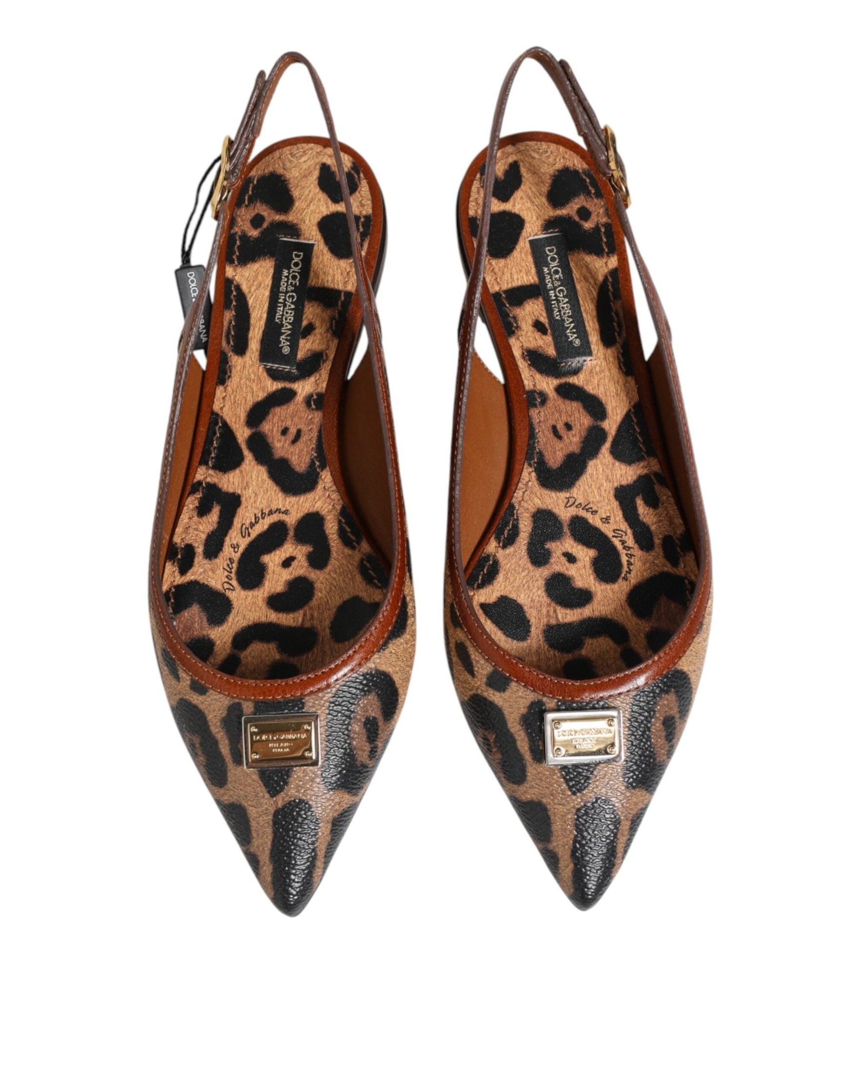 Dolce & Gabbana Brown Leopard Slingback Flats Sandals Shoes Glam Steals