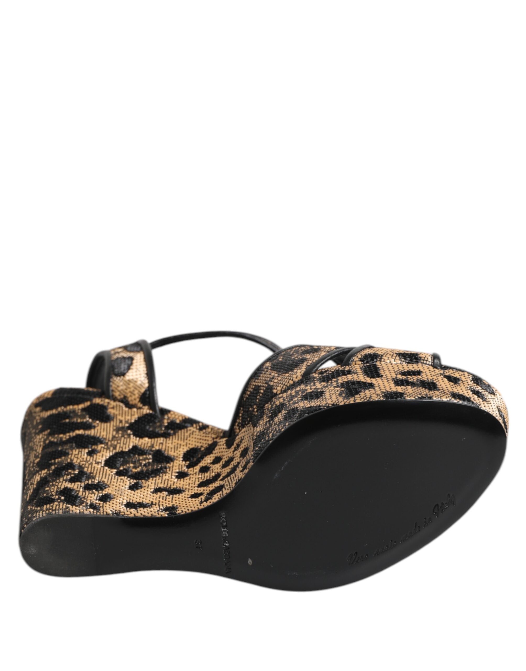 Dolce & Gabbana Brown Leopard Wedges Ankle Strap Sandals Shoes Glam Steals
