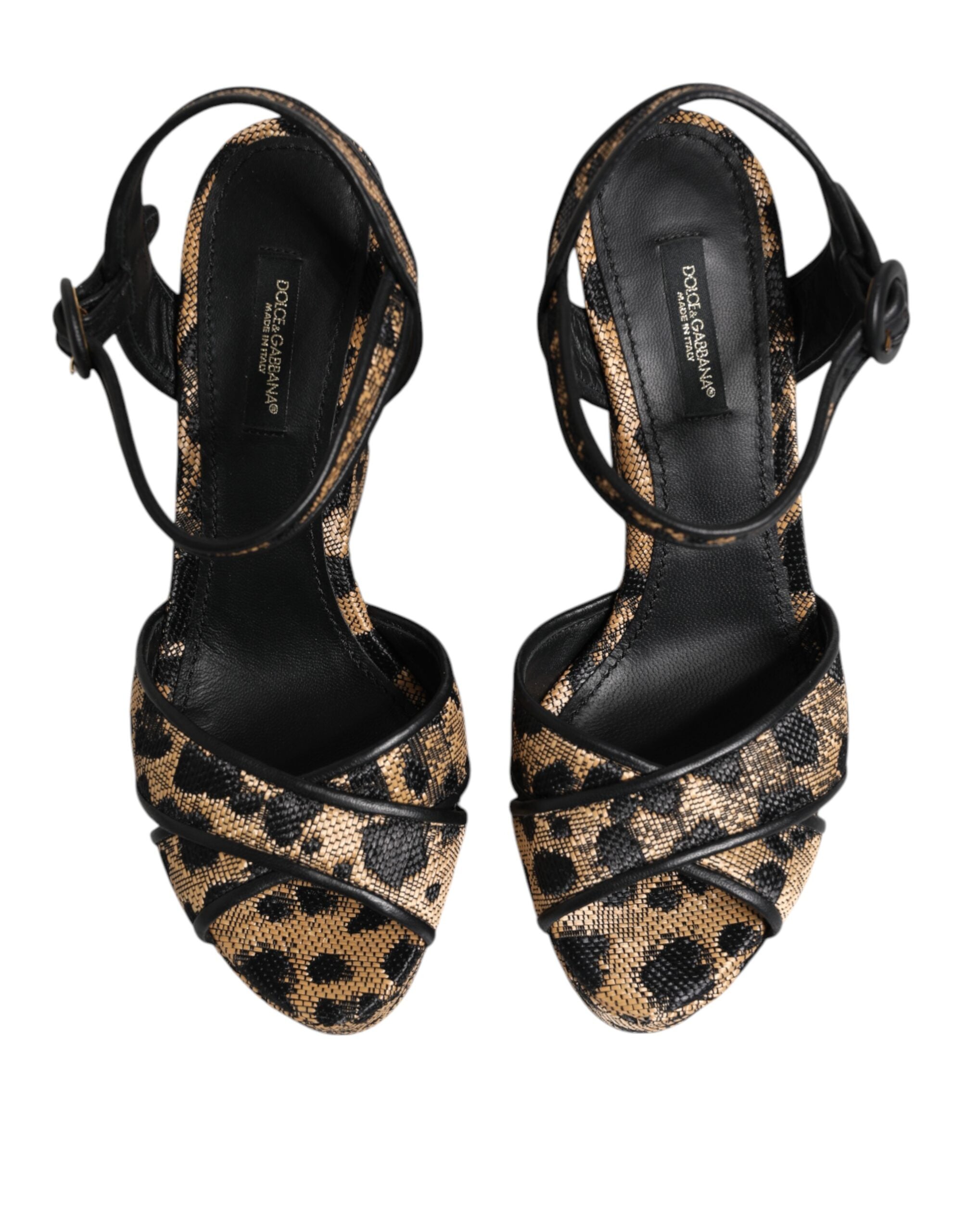 Dolce & Gabbana Brown Leopard Wedges Ankle Strap Sandals Shoes Glam Steals
