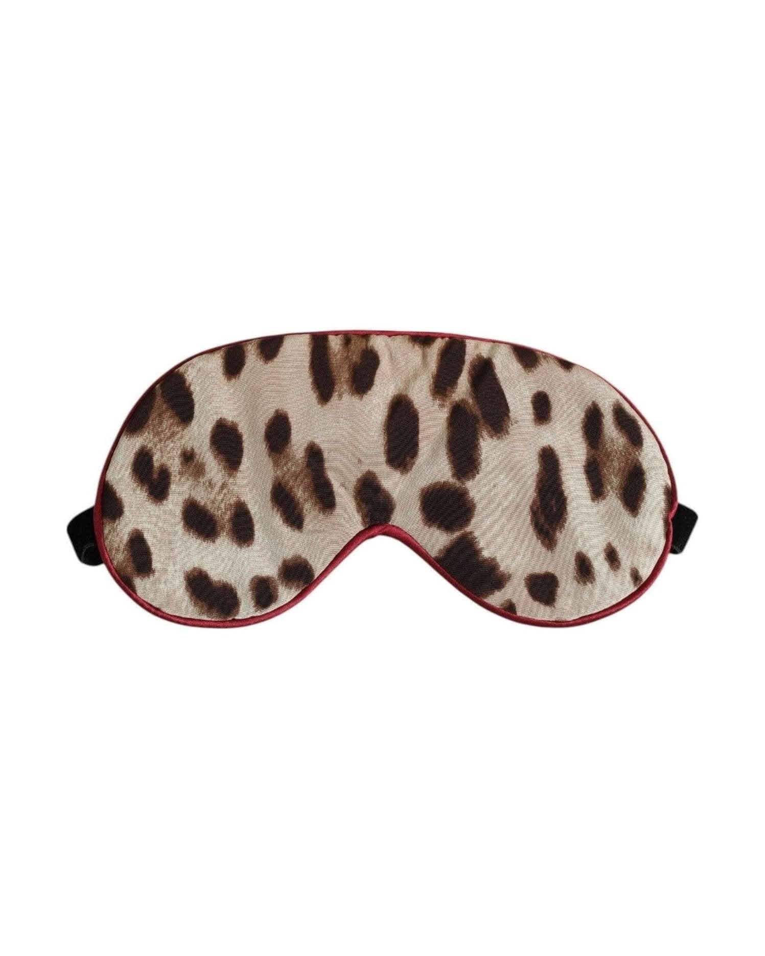 Dolce & Gabbana Brown Silk Leopard Print Women Accessory Sleep Eye Mask Eye Masks
