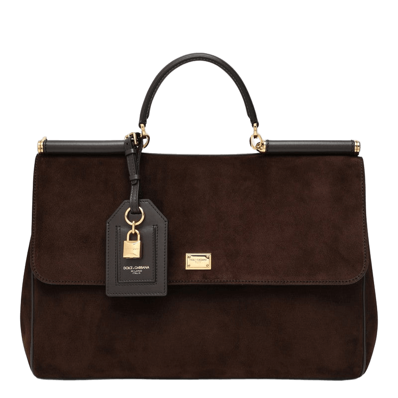 Dolce & Gabbana Brown Suede Ebony Large Bag My Sicily Glam Steals