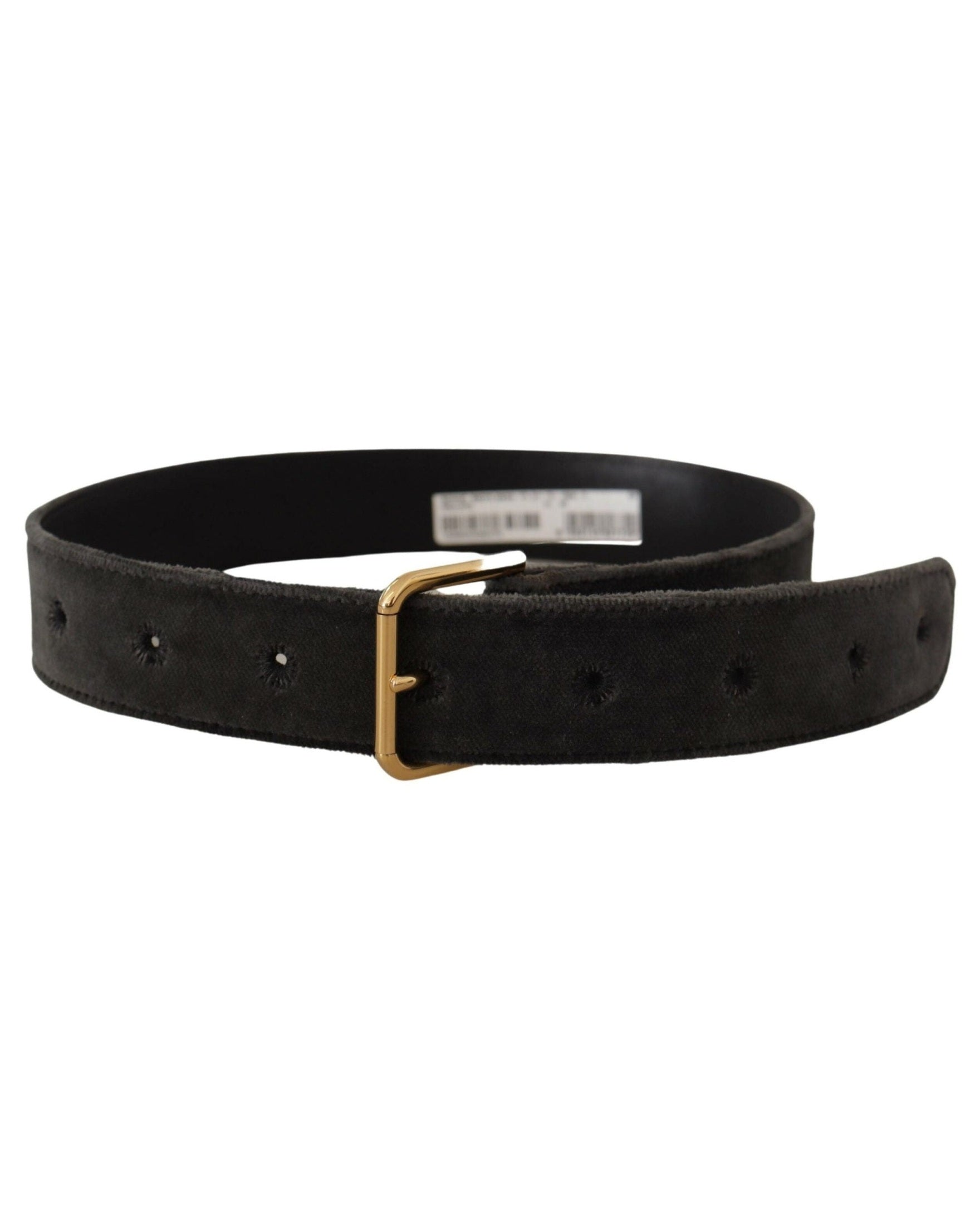 Dolce & Gabbana Brown Velvet Gold Tone Logo Metal Waist Buckle Belt Belts