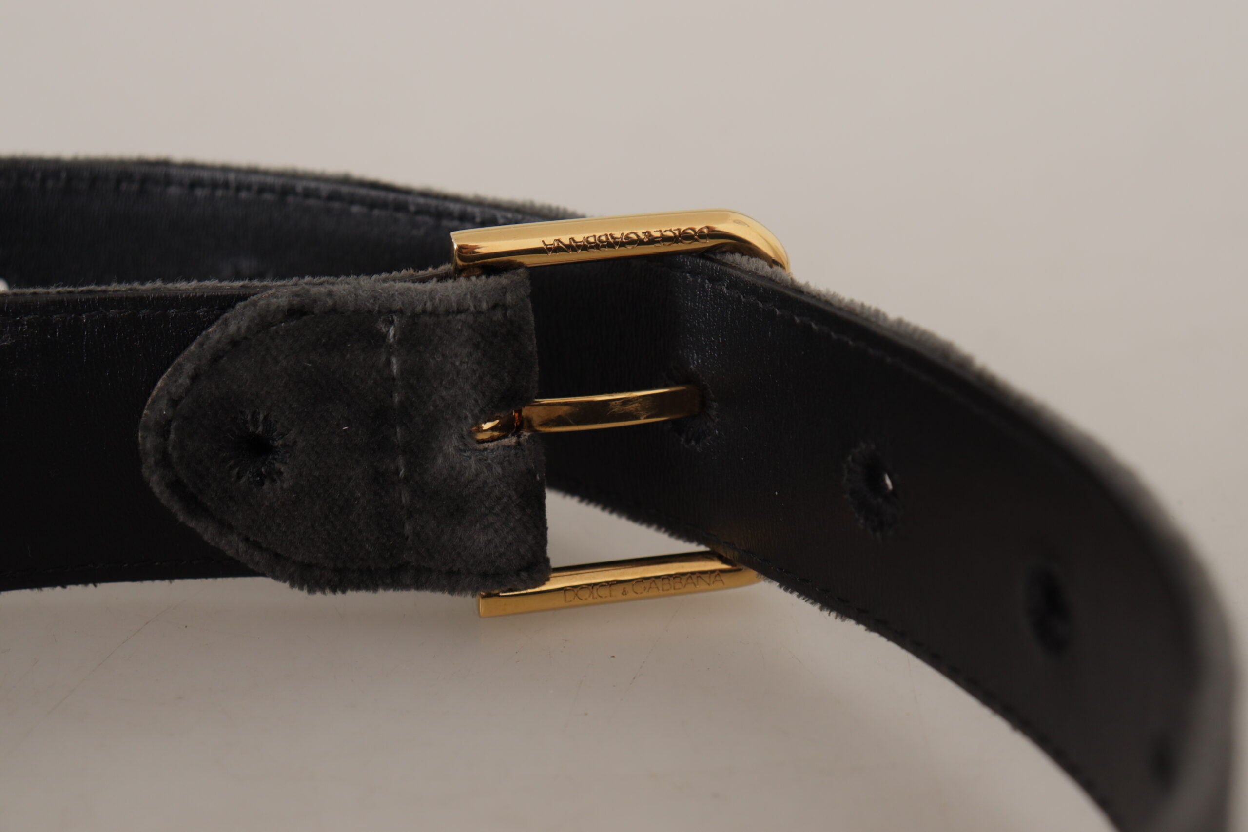 Dolce & Gabbana Brown Velvet Gold Tone Logo Metal Waist Buckle Belt Glam Steals