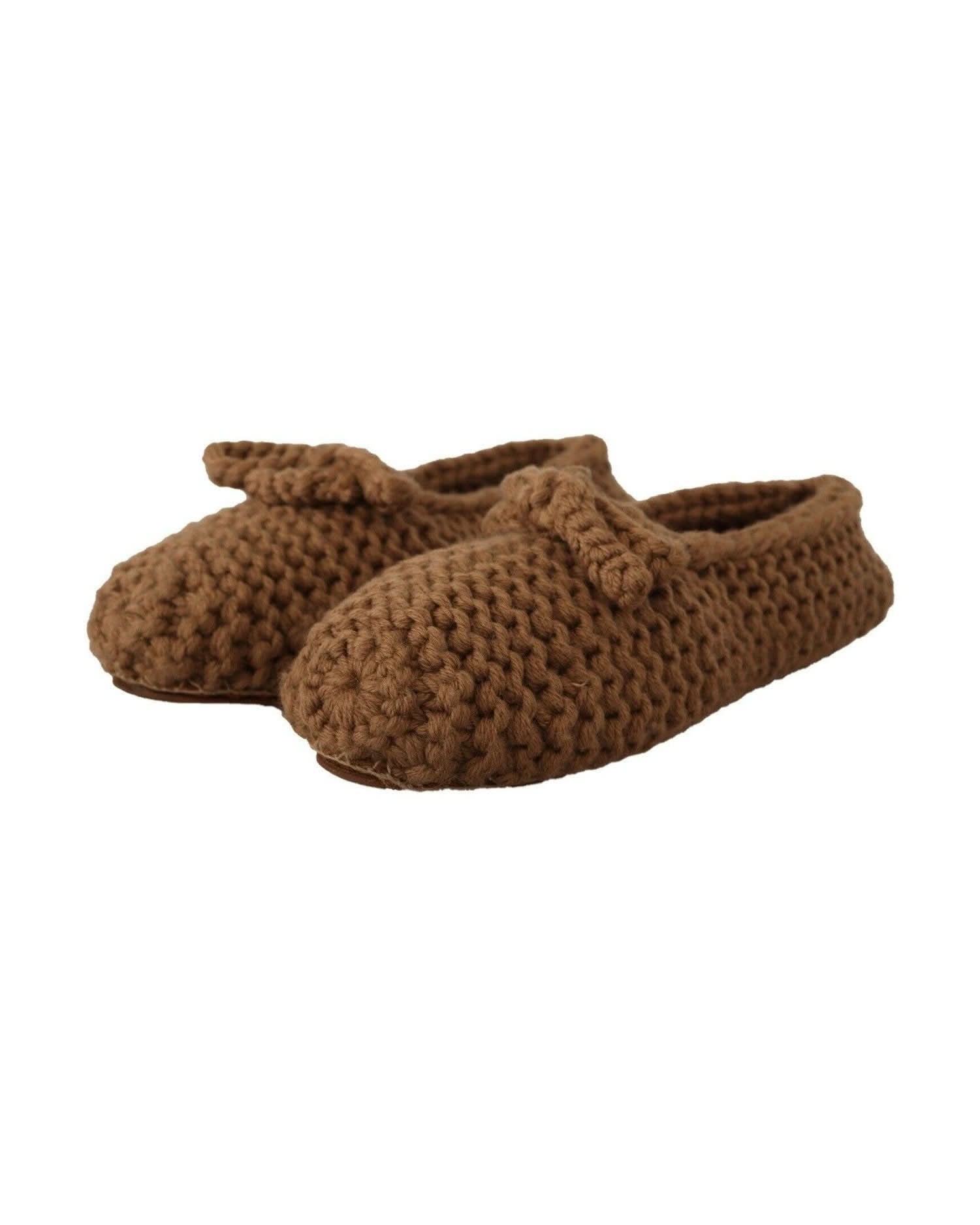 Dolce & Gabbana Brown Wool Elegant Knit Ballerina Flats Flats