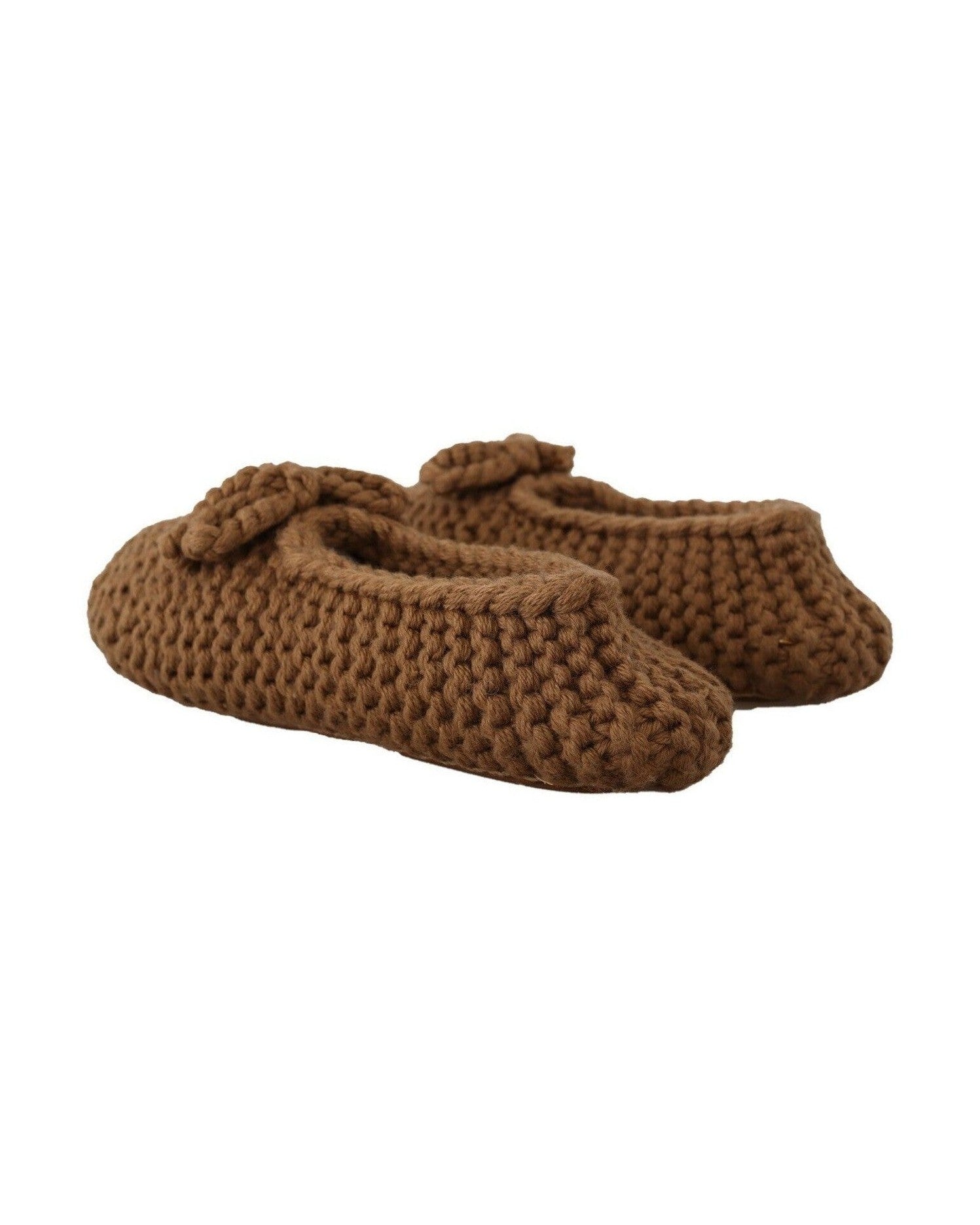 Dolce & Gabbana Brown Wool Elegant Knit Ballerina Flats Flats
