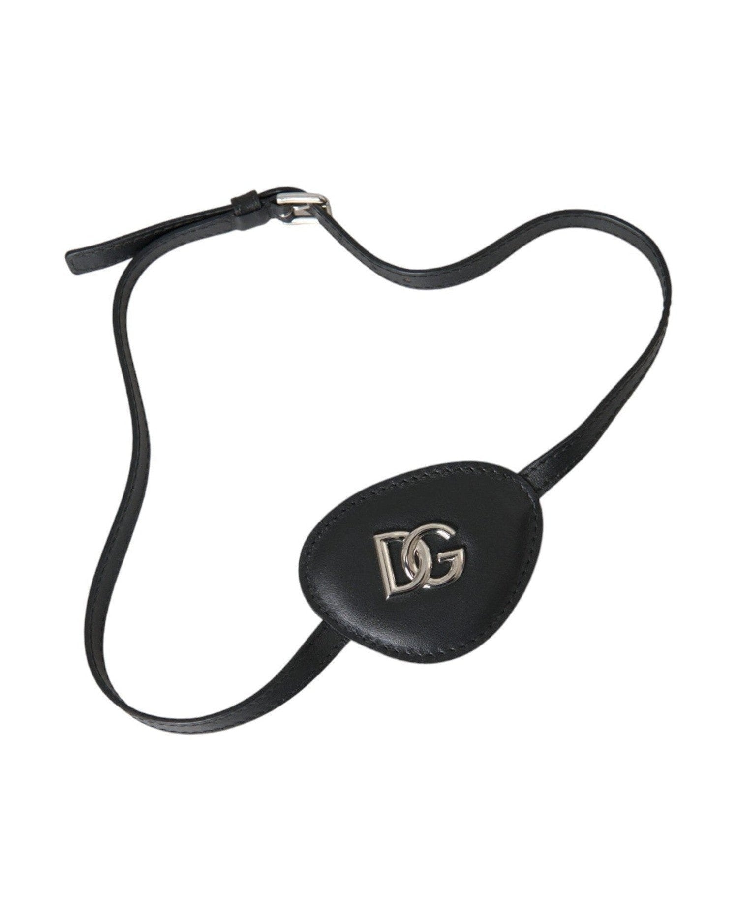 Dolce & Gabbana Black Calfskin Leather Metal Dg Logo Eye Patch Fashion Face Masks