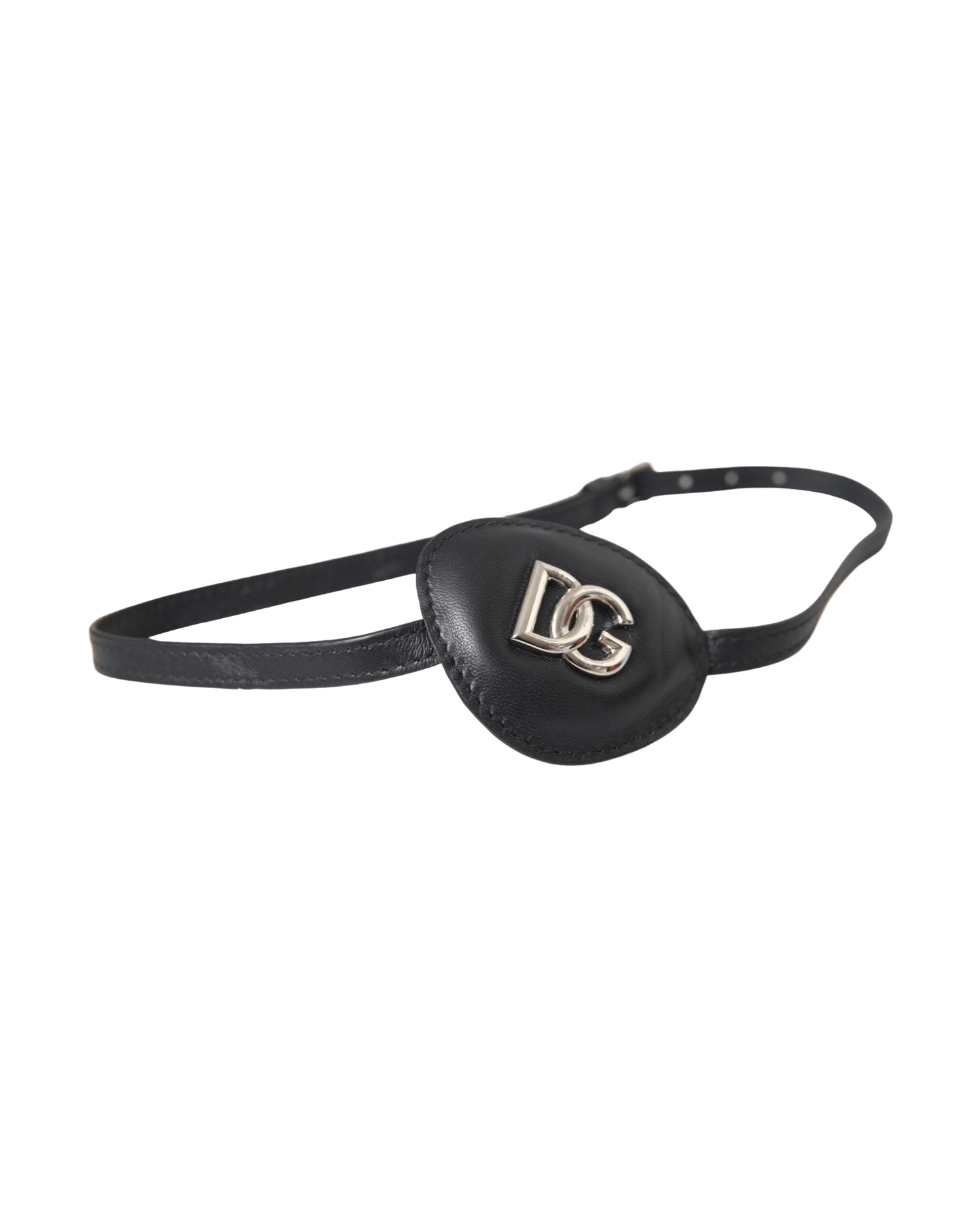 Dolce & Gabbana Calfskin Leather Metal Dg Logo Eye Black Patch Glam Steals