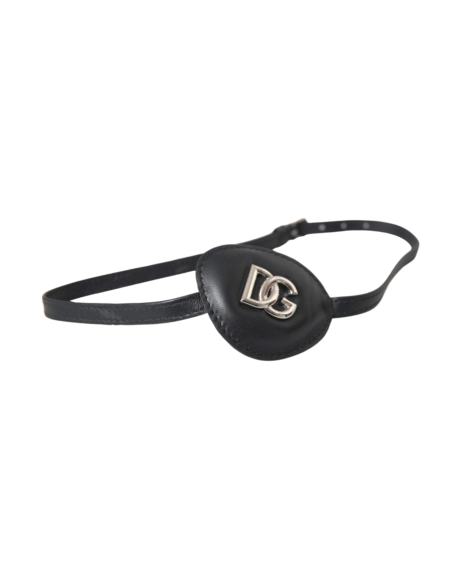 Dolce & Gabbana Black Calfskin Leather Metal Dg Logo Eye Patch Fashion Face Masks