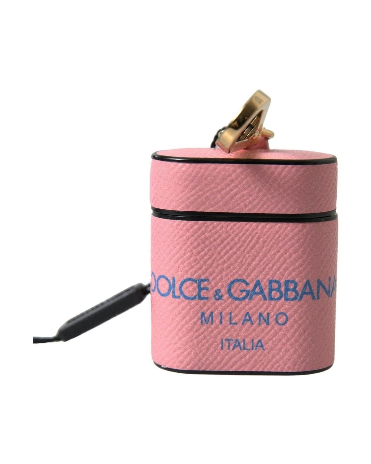Dolce & Gabbana Pink Chic Calf Leather Airpods Case Headphone & Headset Accessories