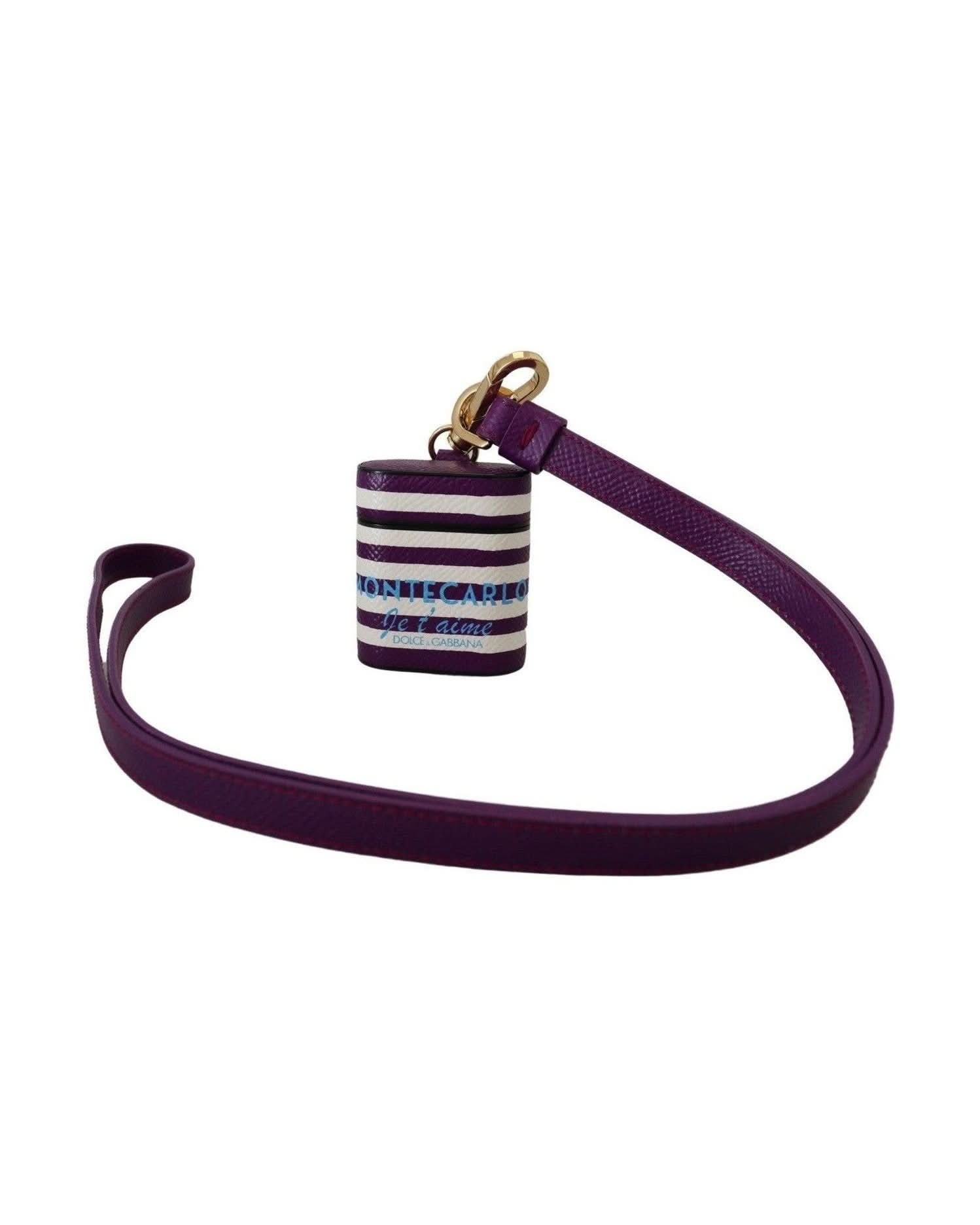 Dolce & Gabbana Purple Chic Leather Airpods Case Headphone & Headset Accessories
