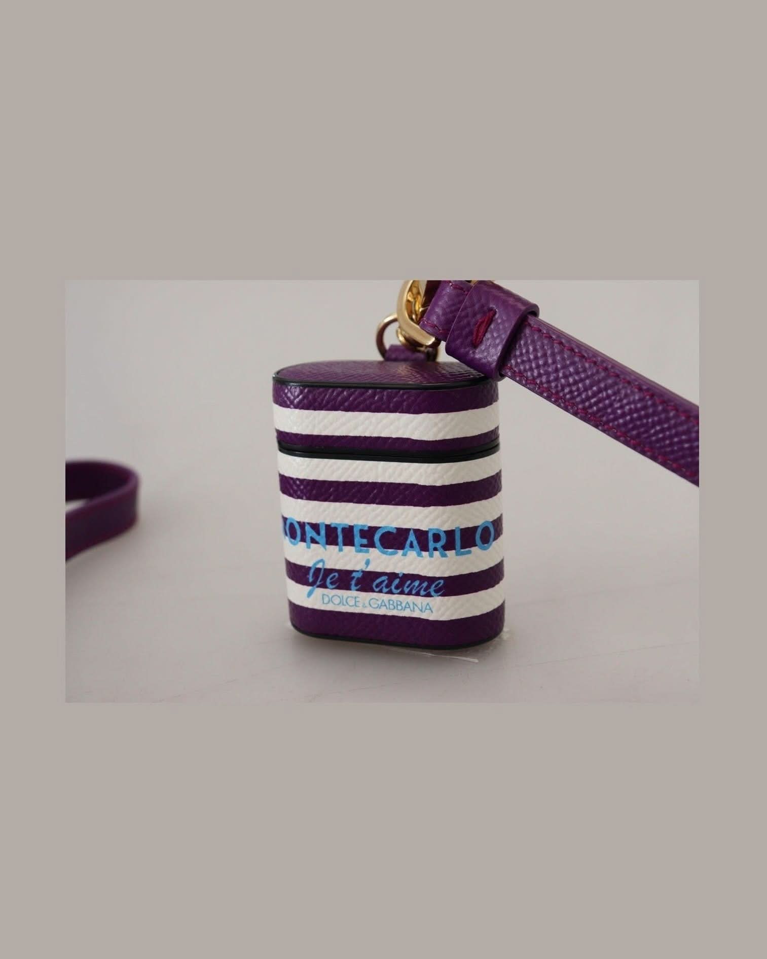 Dolce & Gabbana Purple Chic Leather Airpods Case Headphone & Headset Accessories