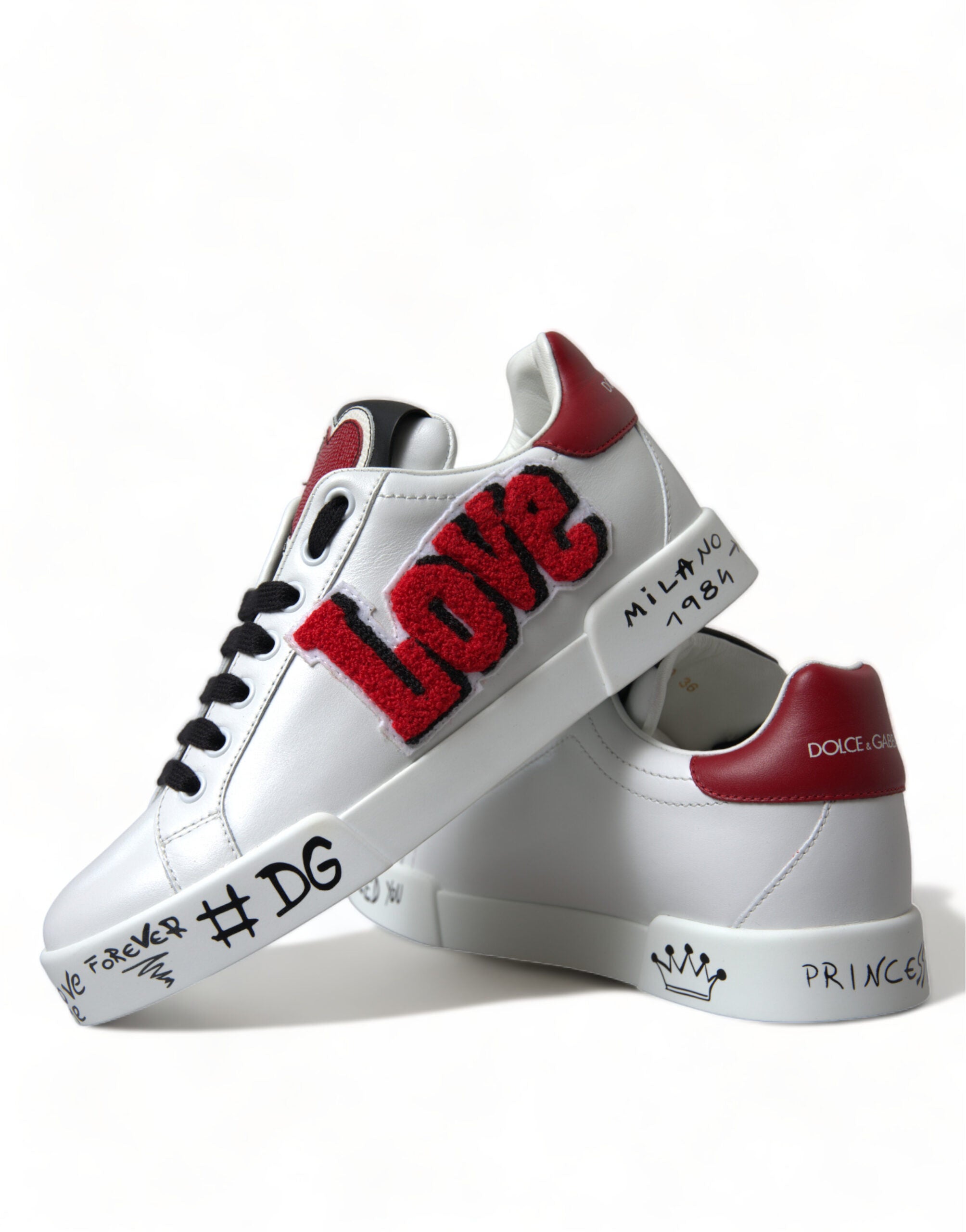 Dolce & Gabbana Chic Portofino Leather White Sneakers Glam Steals