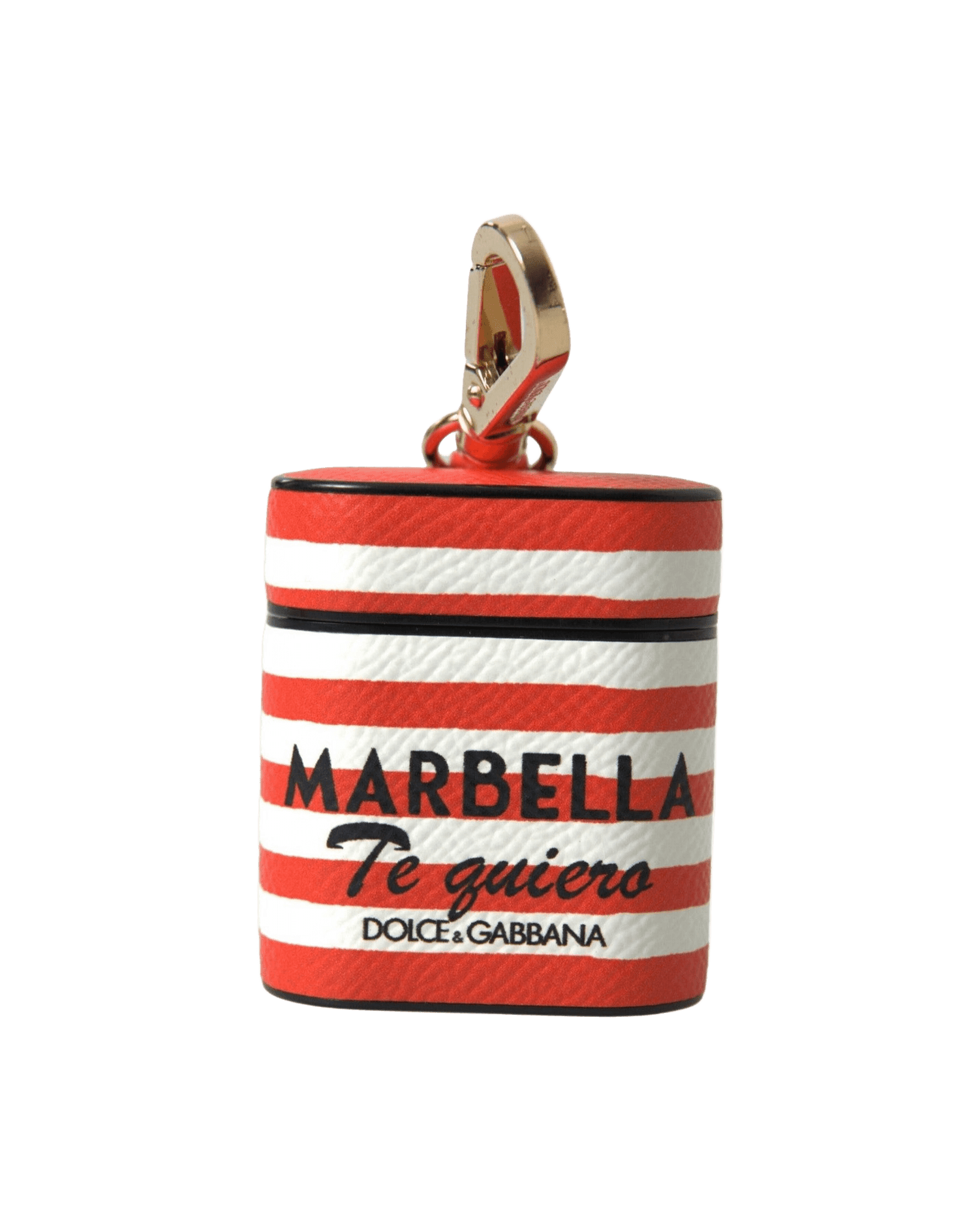 Dolce & Gabbana Orange Chic Striped Leather Airpods Case Headphone & Headset Accessories
