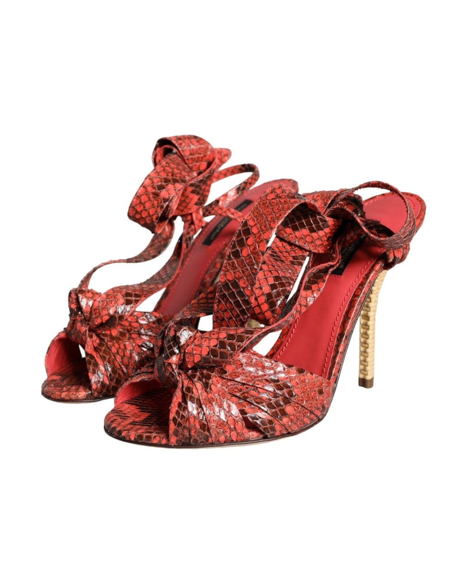 Dolce & Gabbana Coral Exotic Leather Heels Sandals Shoes Heels