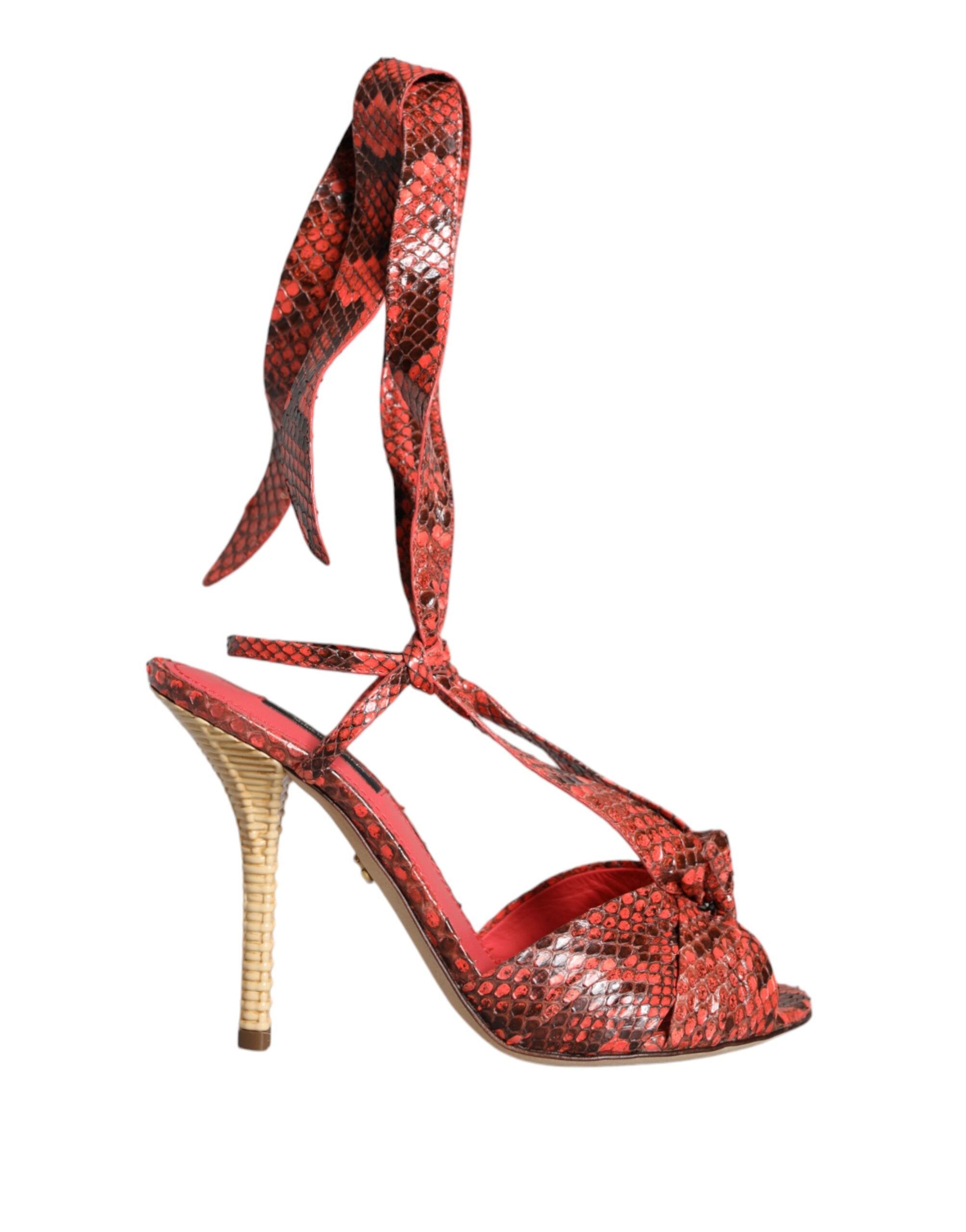 Dolce & Gabbana Coral Exotic Leather Heels Sandals Shoes Glam Steals