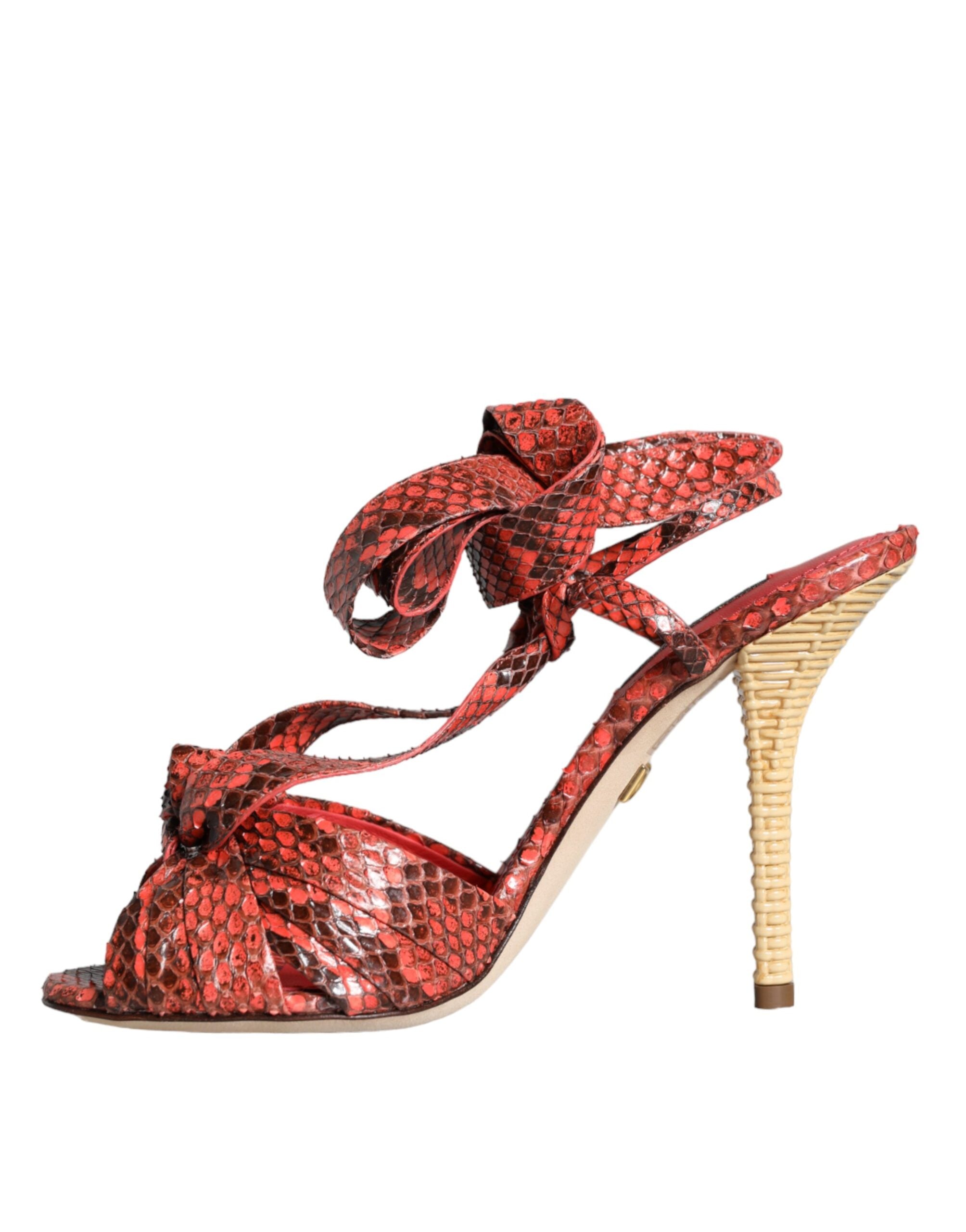 Dolce & Gabbana Coral Exotic Leather Heels Sandals Shoes Glam Steals