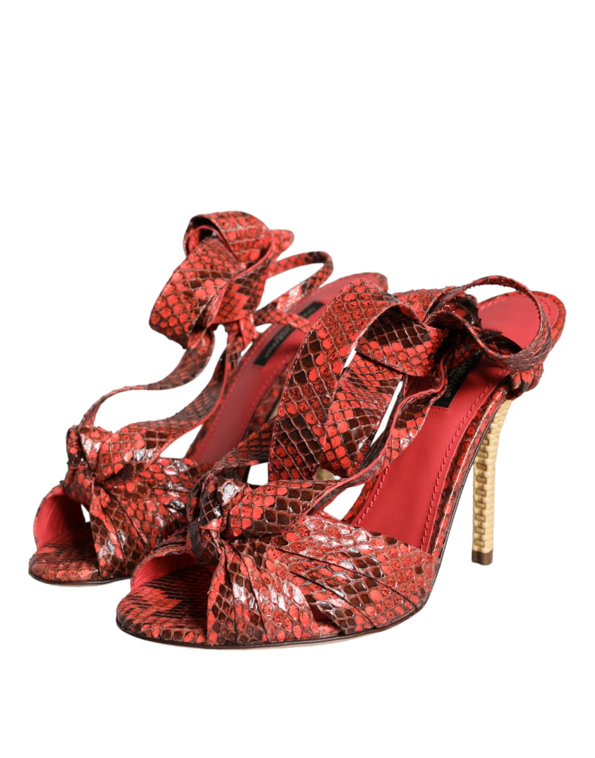Dolce & Gabbana Coral Exotic Leather Heels Sandals Shoes Glam Steals