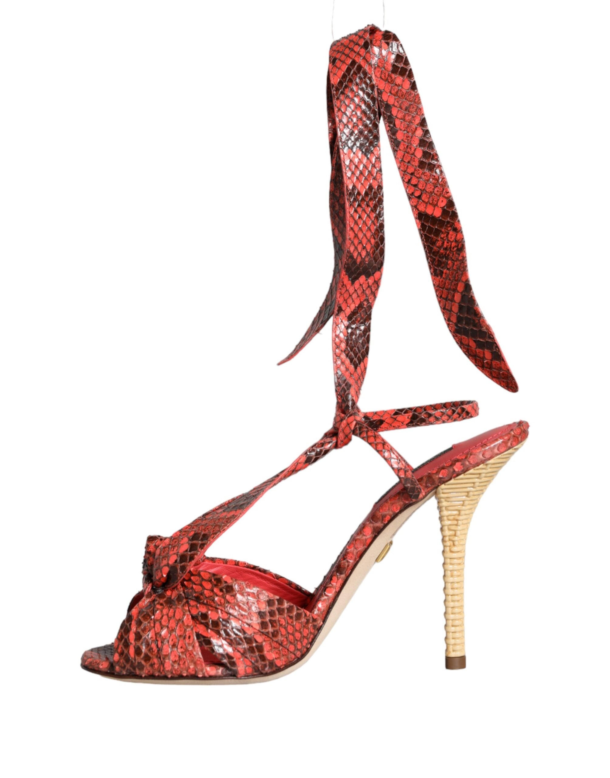Dolce & Gabbana Coral Exotic Leather Heels Sandals Shoes Glam Steals
