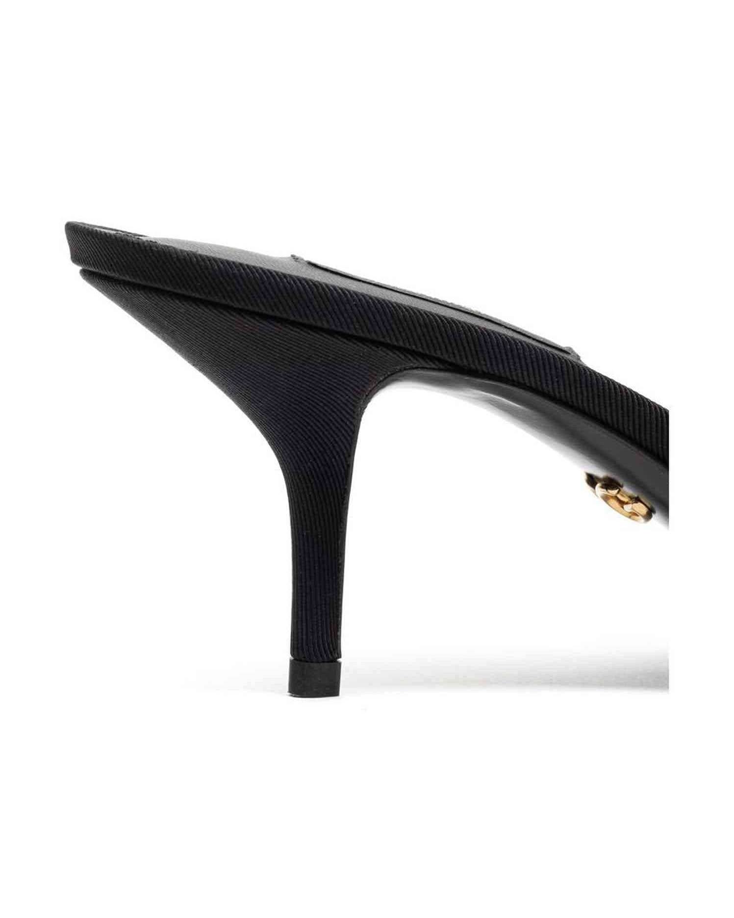 Dolce & Gabbana Black Cotton Sandal Heels