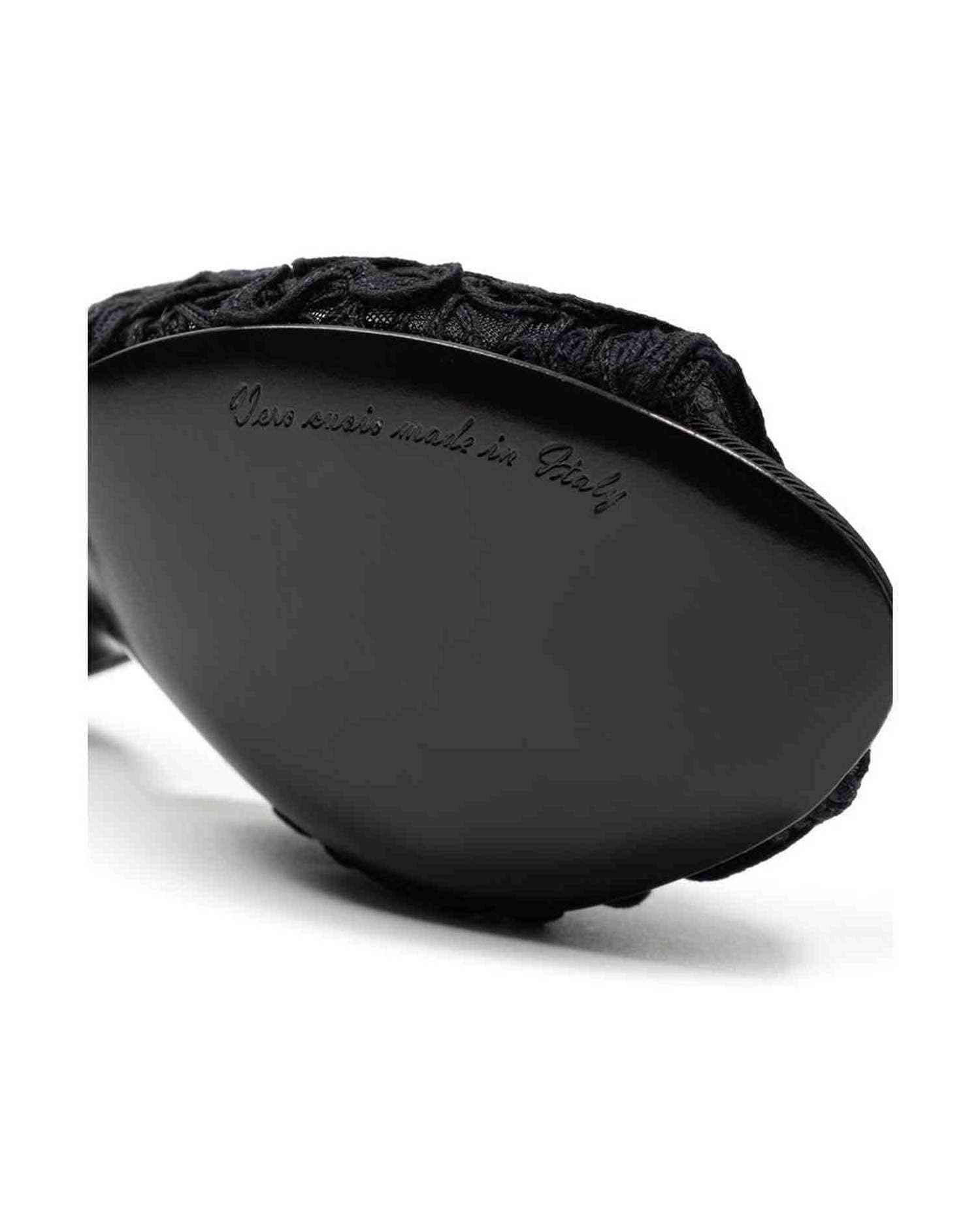 Dolce & Gabbana Black Cotton Sandal Heels