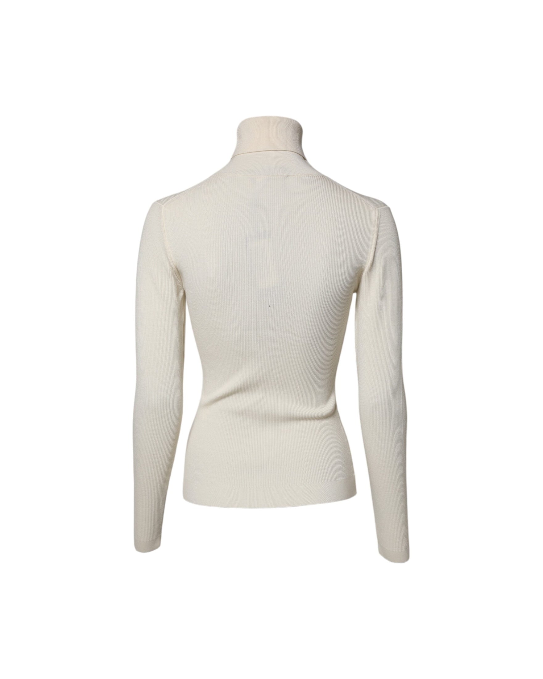 Dolce & Gabbana Cream Long Sleeves Turtleneck Slim Sweater Glam Steals