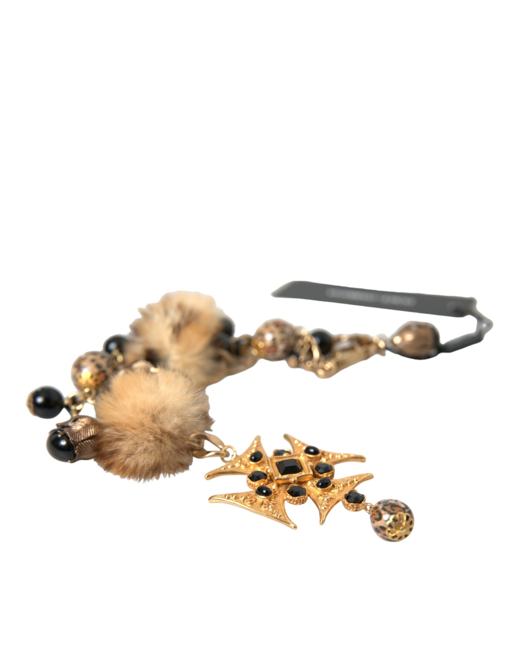 Dolce & Gabbana Crystals Lapin Fur Filigree Chocker Gold Black Necklace Glam Steals