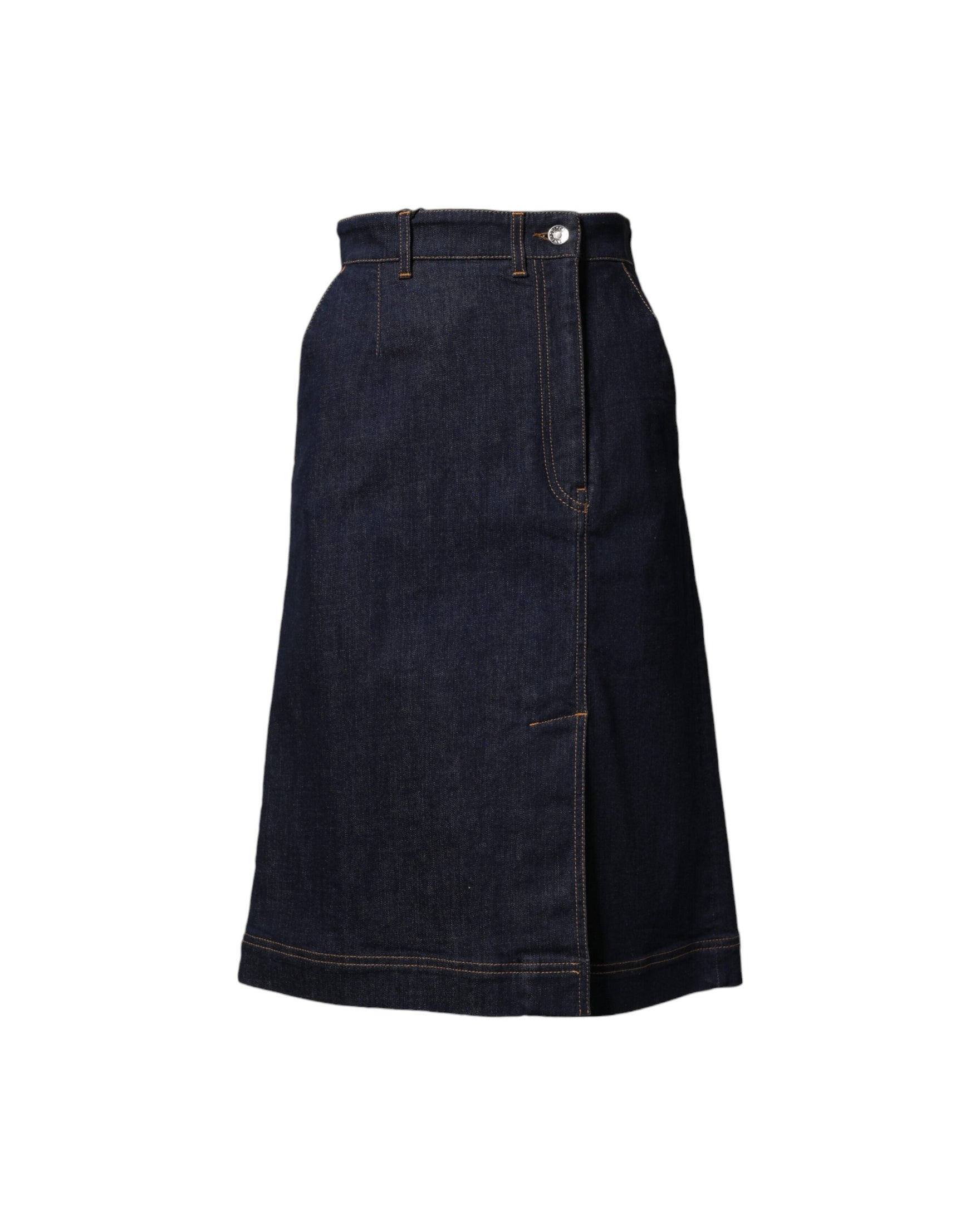 Dolce & Gabbana Dark Blue Cotton A Line Denim Midi Skirt Glam Steals