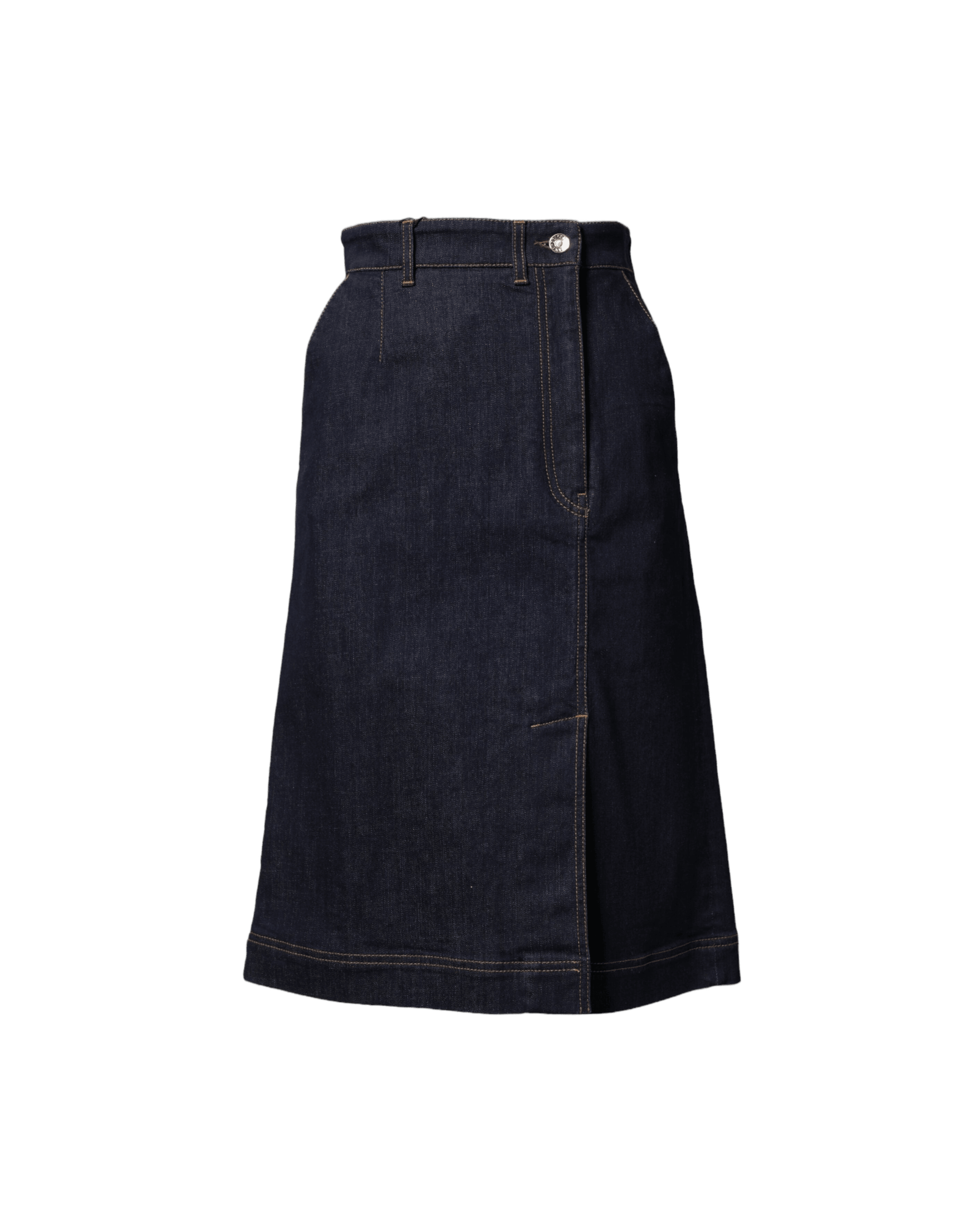 Dolce & Gabbana Dark Blue Cotton A Line Denim Midi Skirt Skirts