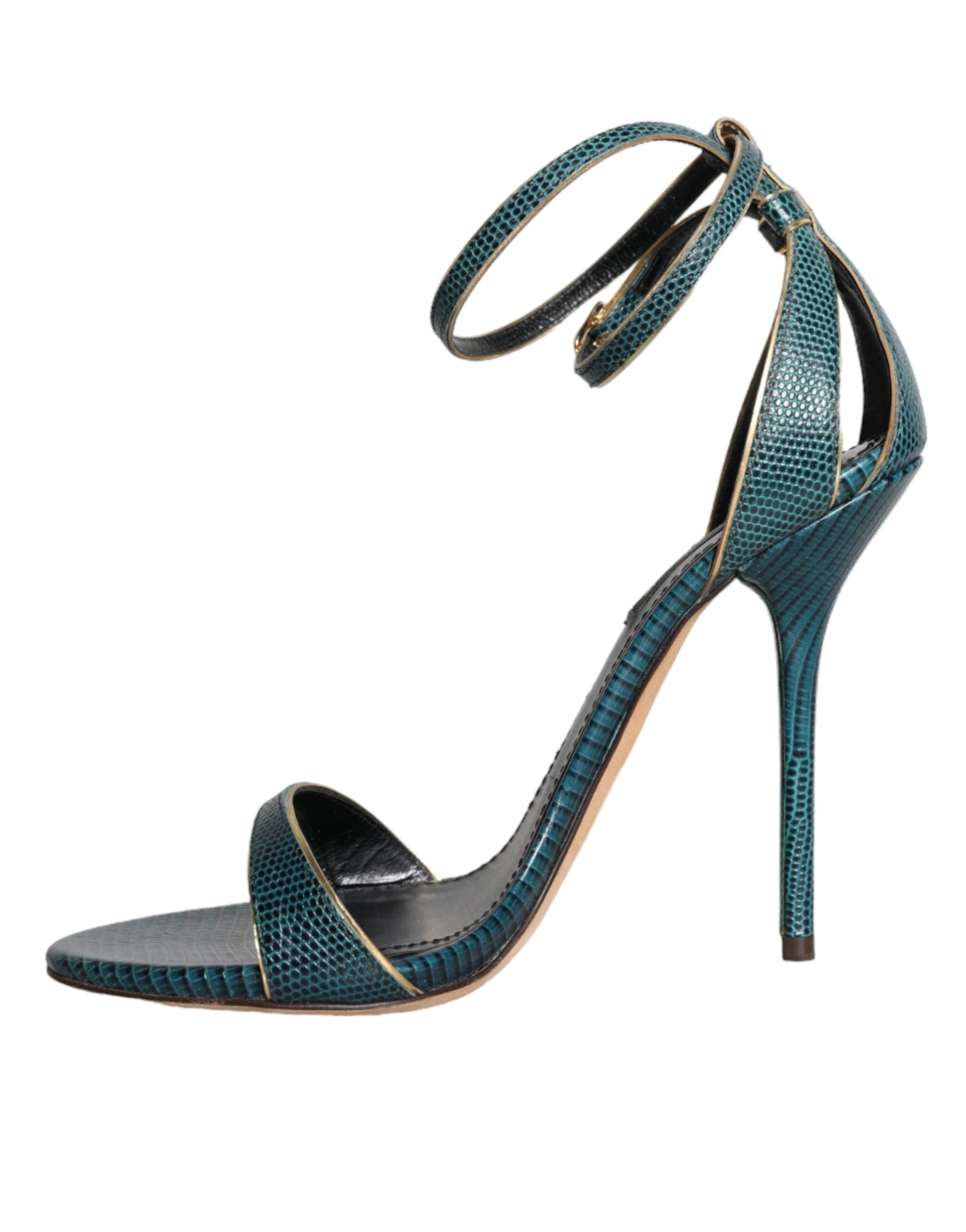 Dolce & Gabbana Dark Green Calf Leather Heels Sandals Shoes Glam Steals